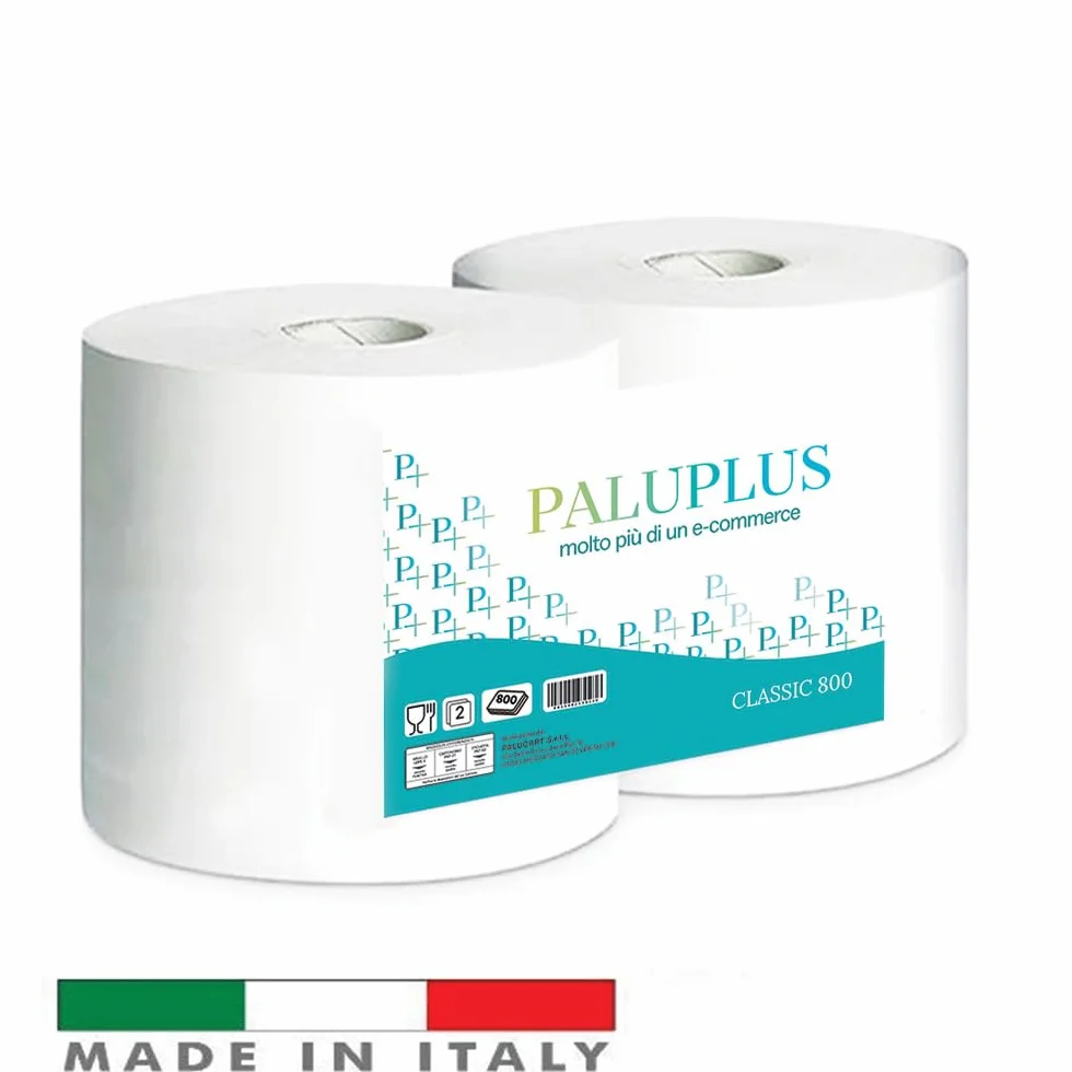 Bobina carta 800 strappi industriale 2 veli pura cellulosa