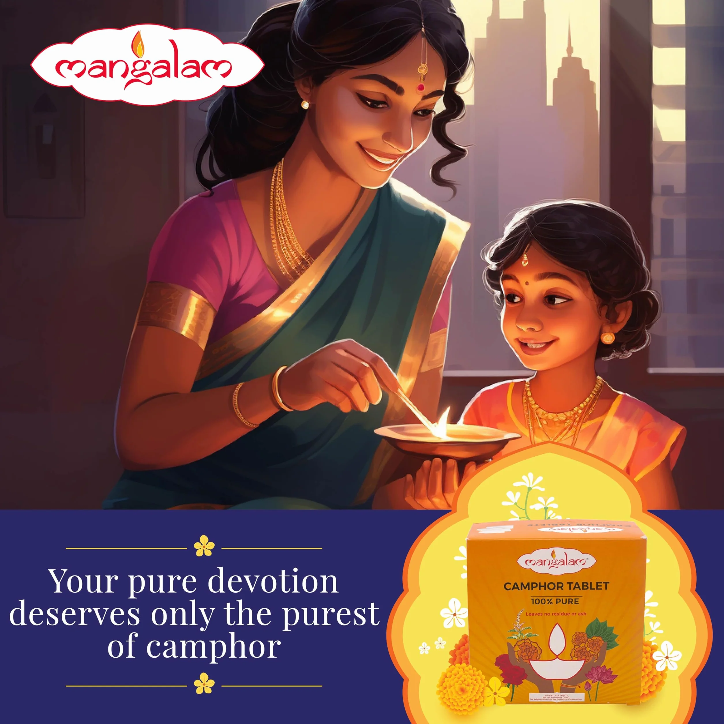 MANGALAM Compressa di canfora con involucro in cellophane, 200 g, confezione da 1, 100% pura, per puja, festival e altri rituali religiosi, senza sostanze chimiche pericolose