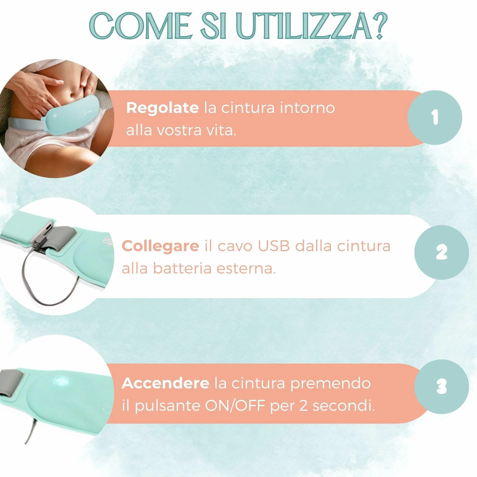 Fascia Riscaldante Per Dolori Mestruali Con Batteria USB-C e A – Cuscino Per Ciclo Doloroso ed Endometriosi – Effetto Borsa Dell’Acqua Calda – CLIMSOM