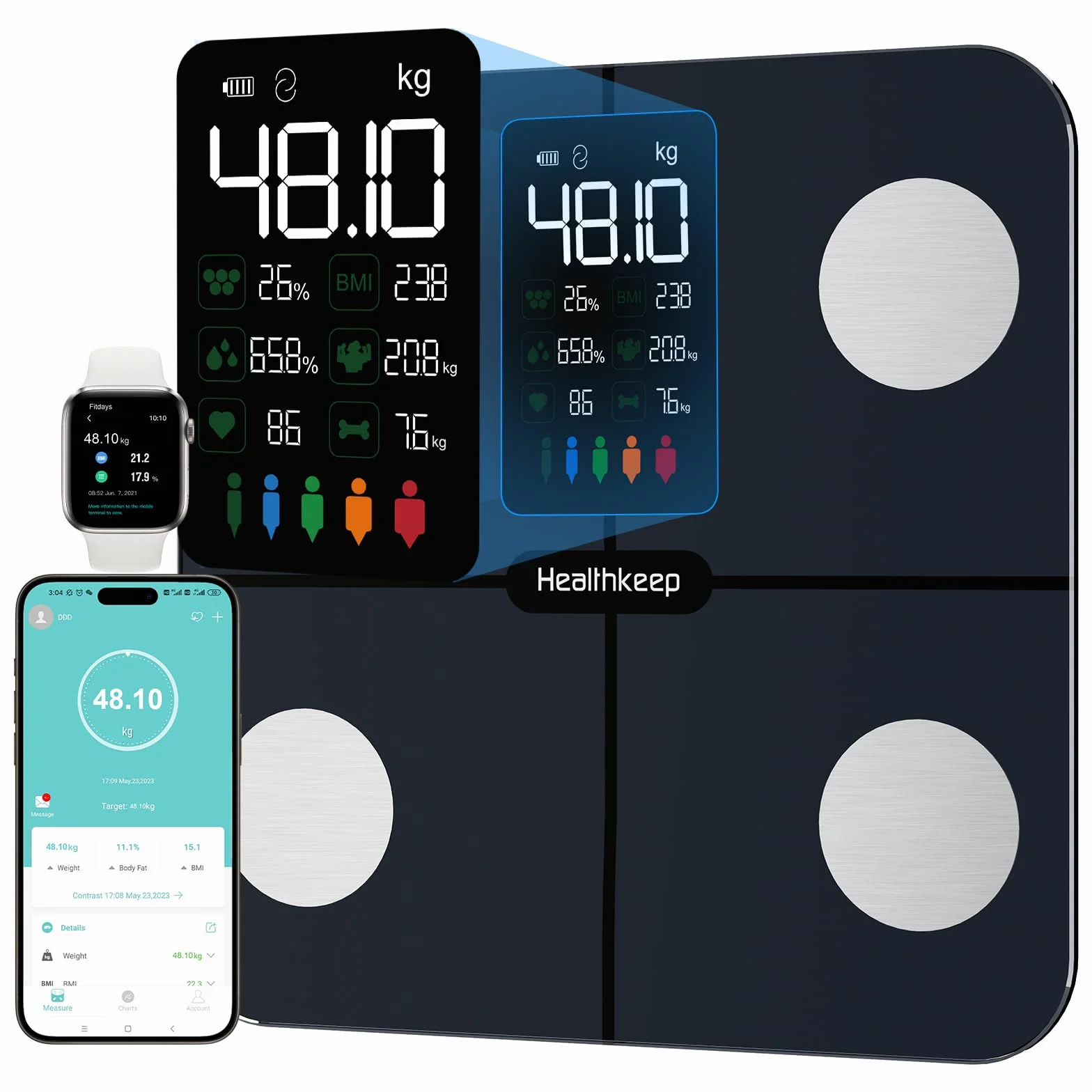Bilancia Pesapersone Digitale Bluetooth di Precisione con BMI