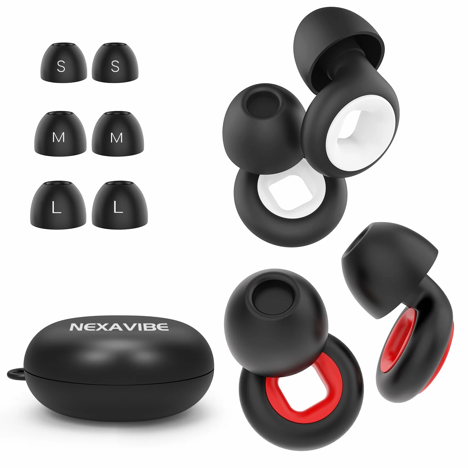 Tappi Auricolari Anti-Rumore 33dB in Silicone Riutilizzabili 3 Taglie per Adulti con Custodia