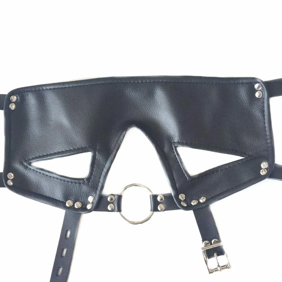 Maschera Bondage bloccabile con O-Ring BDSM in finta pelle giocattolo sessuale per coppie