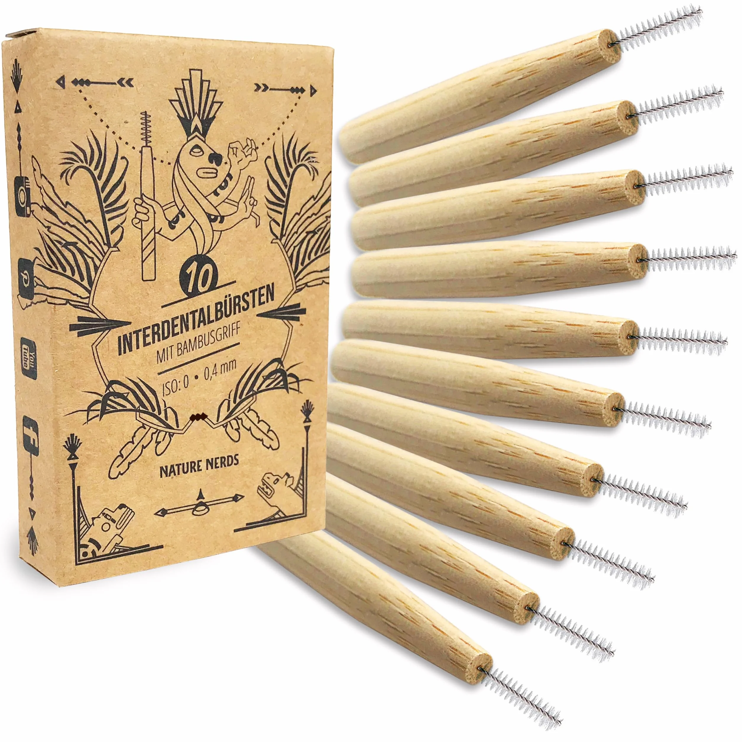 Spazzolini interdentali bambù 0,4 mm ISO 0 set 10 pezzi