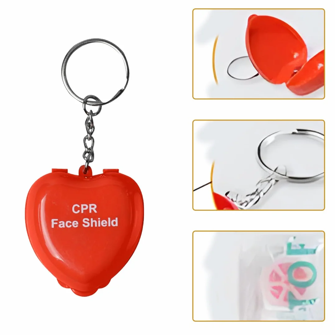 Maschera Facciale per RCP con Valvola Unidirezionale Kit Emergenza Portachiavi 2 Pezzi