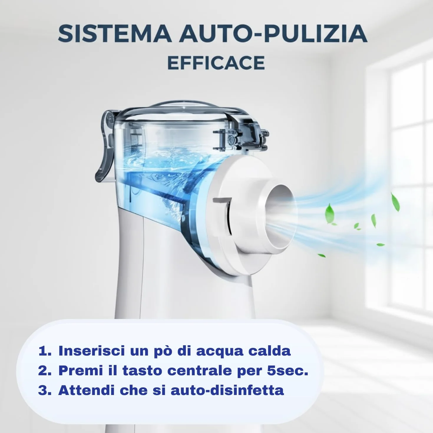 Aerosol Portatile Silenzioso con Batteria Ricaricabile, USB-C e 2 Adattatori per Adulti e Bambini