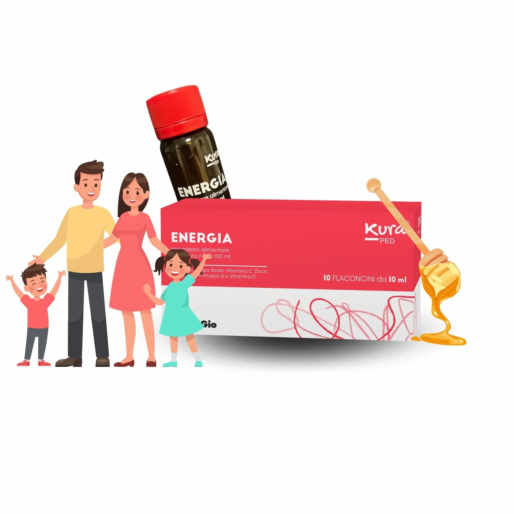 ENERGIA Integratore Stanchezza per Bambini e Adulti - Pappa Reale e Vitamina C - Concentrazione - 10 Flaconi da 10 ml