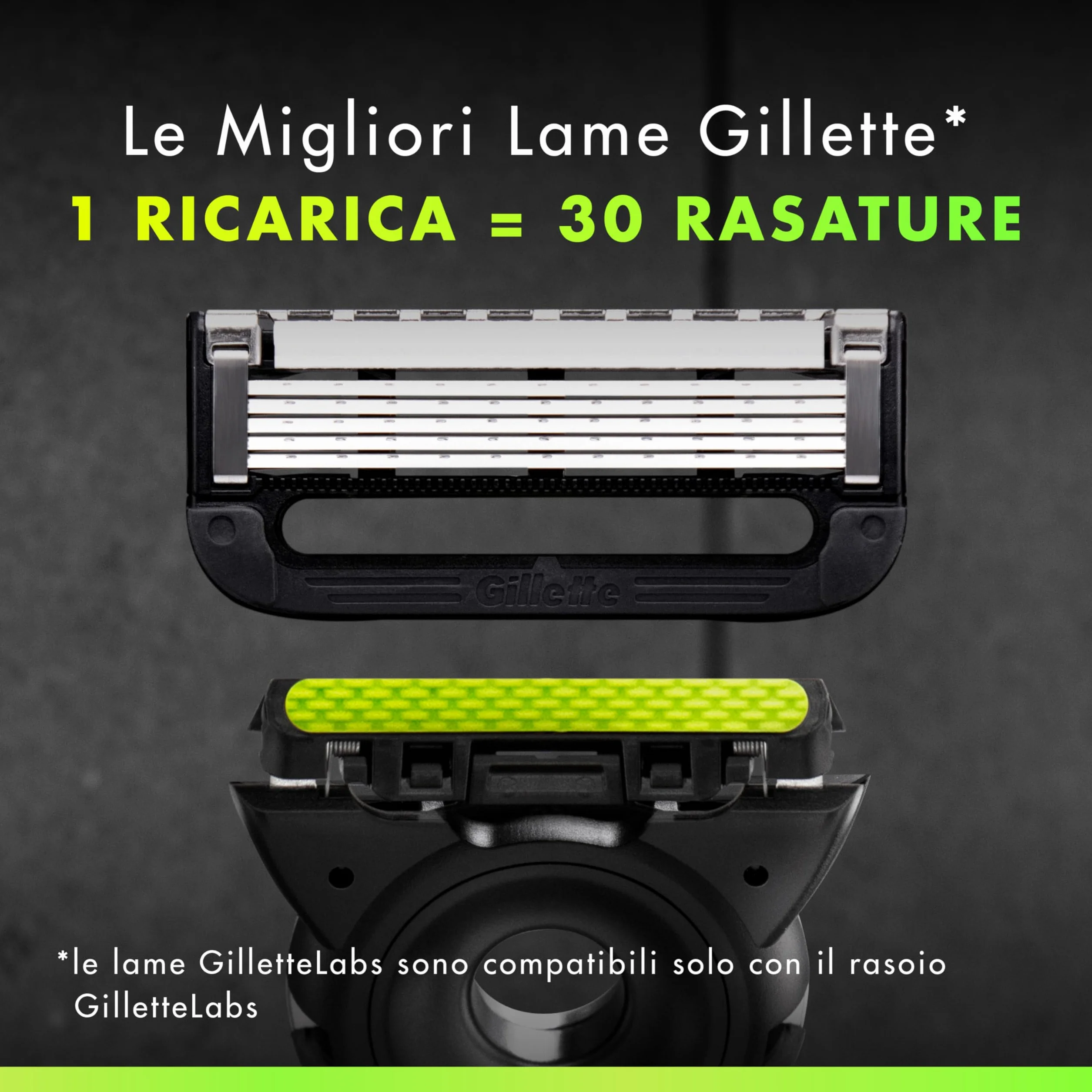 Gillette Labs con Barra Integrata, Rasoio Barba Manuale, 1 Manico, 1 Lamette Gillette di Ricambio, con Base Magnetica, Edizione dei Campioni, Oro, Rasoio Barba e Lamette di Ricambio