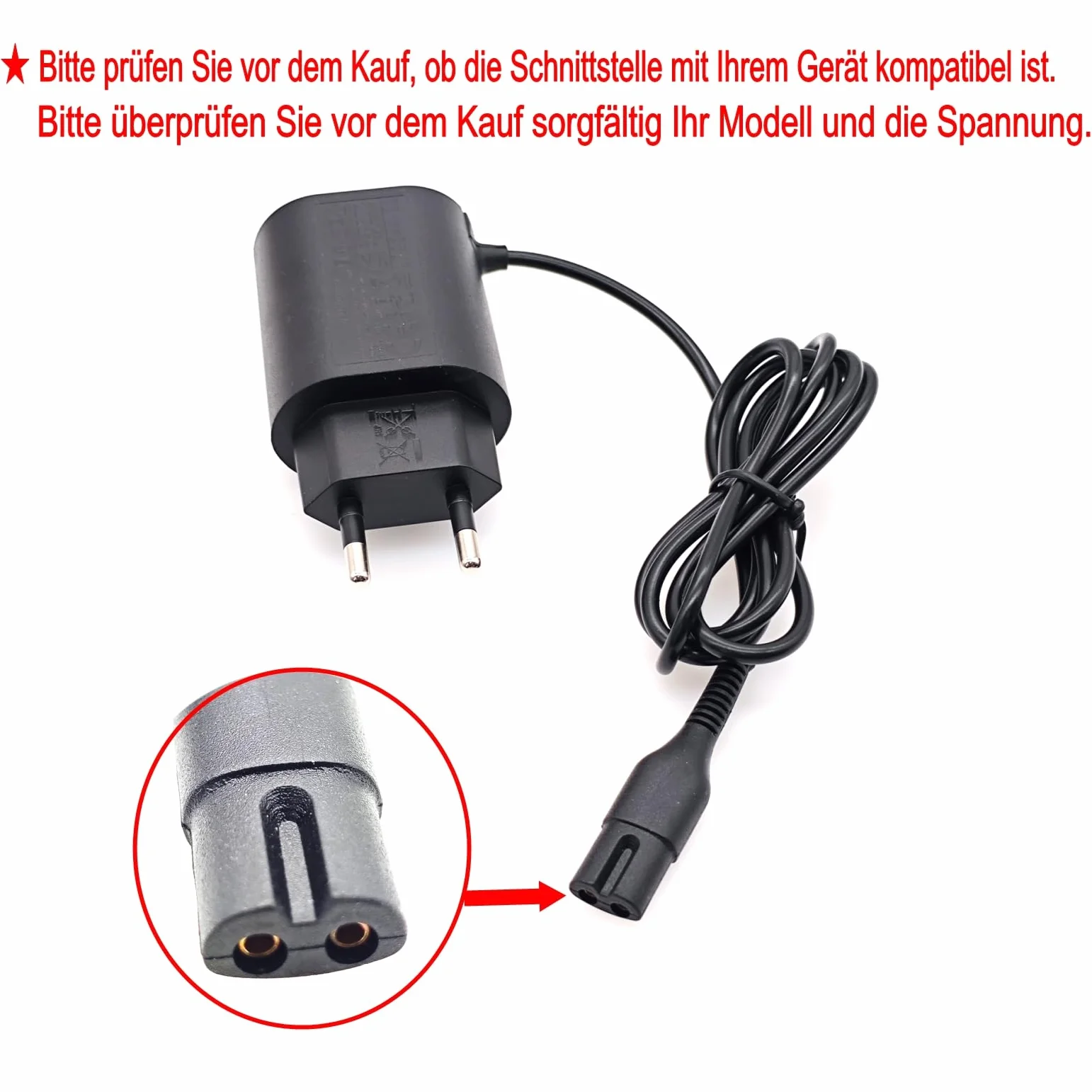 Adattatore Caricabatterie 12 V per Braun Rasoi Serie 1 3 5 7 9, Cavo 1 m