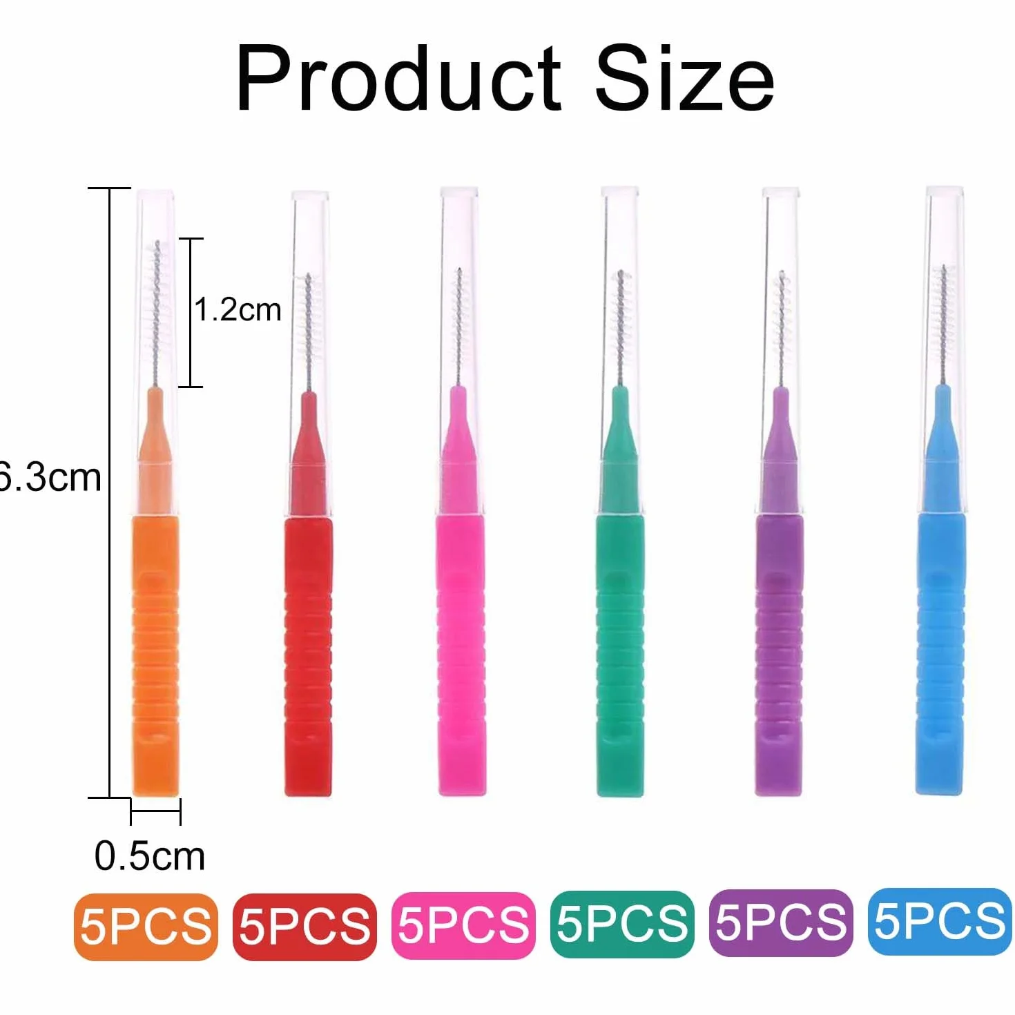 Scovolini Interdentali 30 Pezzi, Scovolino Per Pulizia Denti con Coperchio, Igiene Orale (6 Colori)