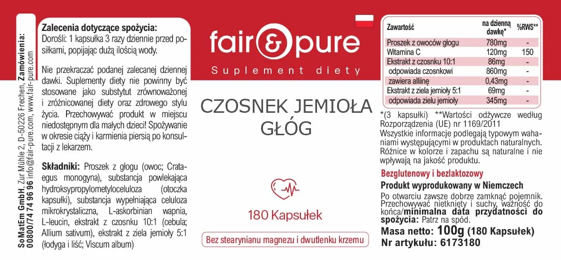 Fair & Pure® - Estratto di Aglio con Vischio e Biancospino - Vegan - 180 Capsule