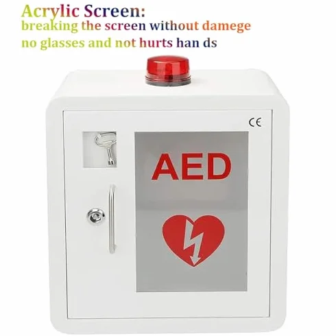 Defibrillatore DAE, scatola portaoggetti da parete con luce e allarme per ambienti pubblici e uffici