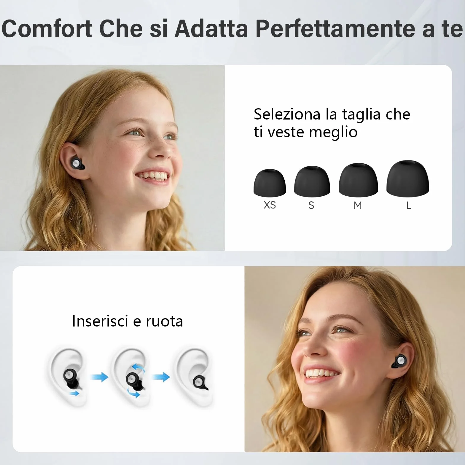 Tappi Orecchie Dormire, 45dB Protezione dell'udito, 2026 Nuovo Antirumore Quiet Silicone Auricolari, Riutilizzabile Earplugs con 8 Punte (XS/S/M/L) e Custodia, per Notte/Lavoro/Concerti - Nero