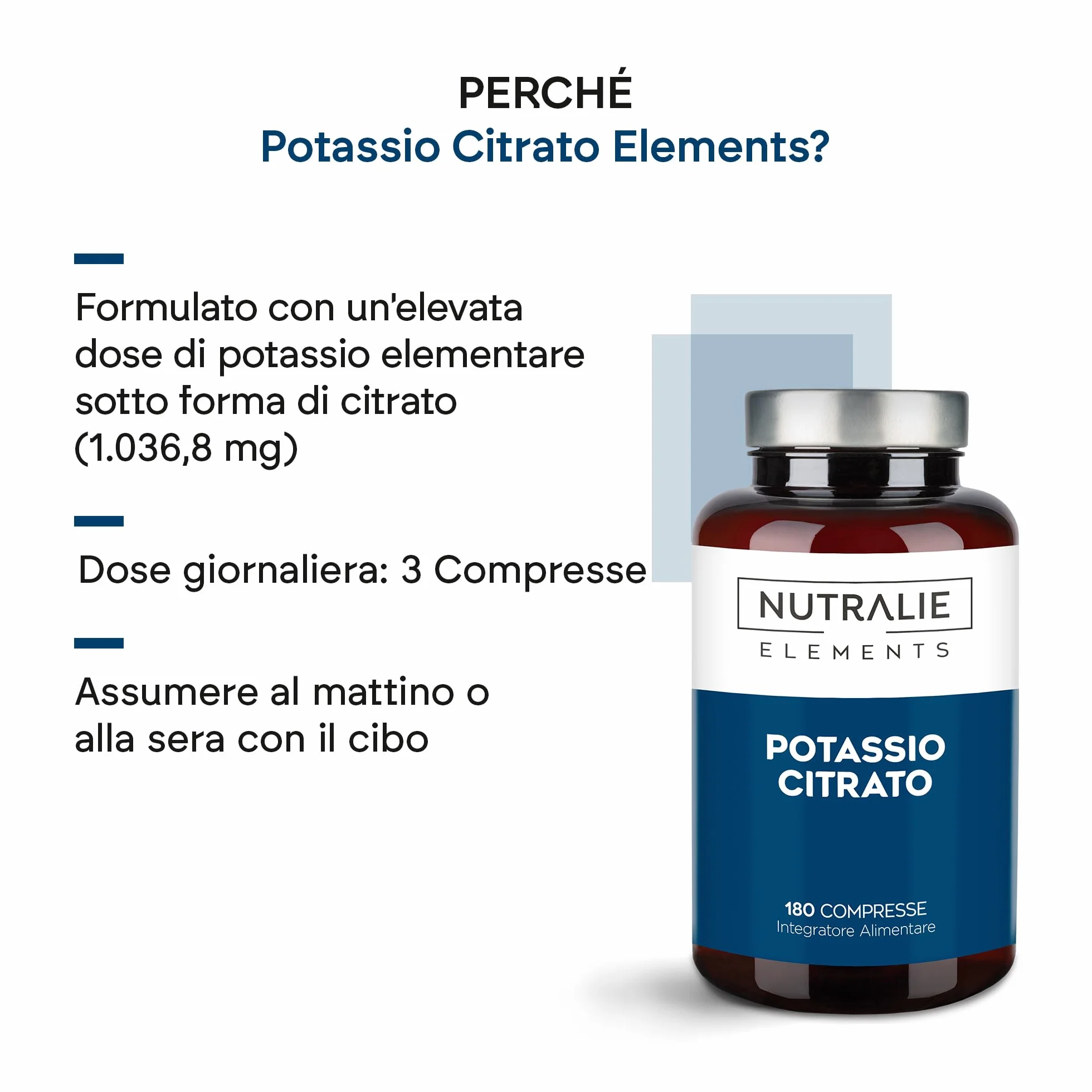 Potassio - Citrato di Potassio - 2880mg - 180 Compresse - Muscolo - Elemento Potassium +1000mg - Citrato di Potasio - 180 Compresse Nutralie