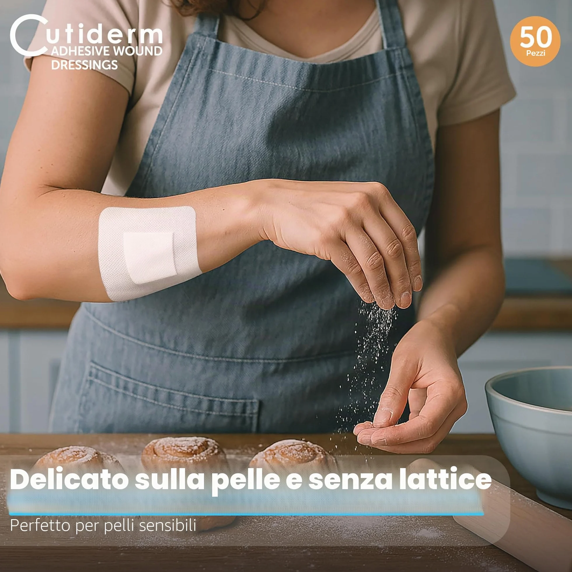 Cutiderm Medicazione adesiva sterile 10 cm x 10 cm, confezione da 50