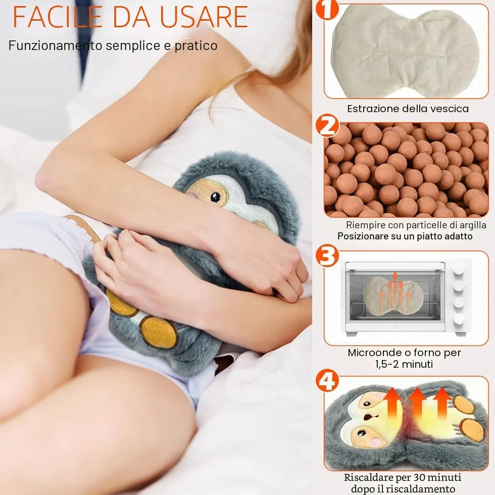 Borsa Acqua Calda per Microonde - Cuscino Termico Cervicale Riscaldante 25x15 cm