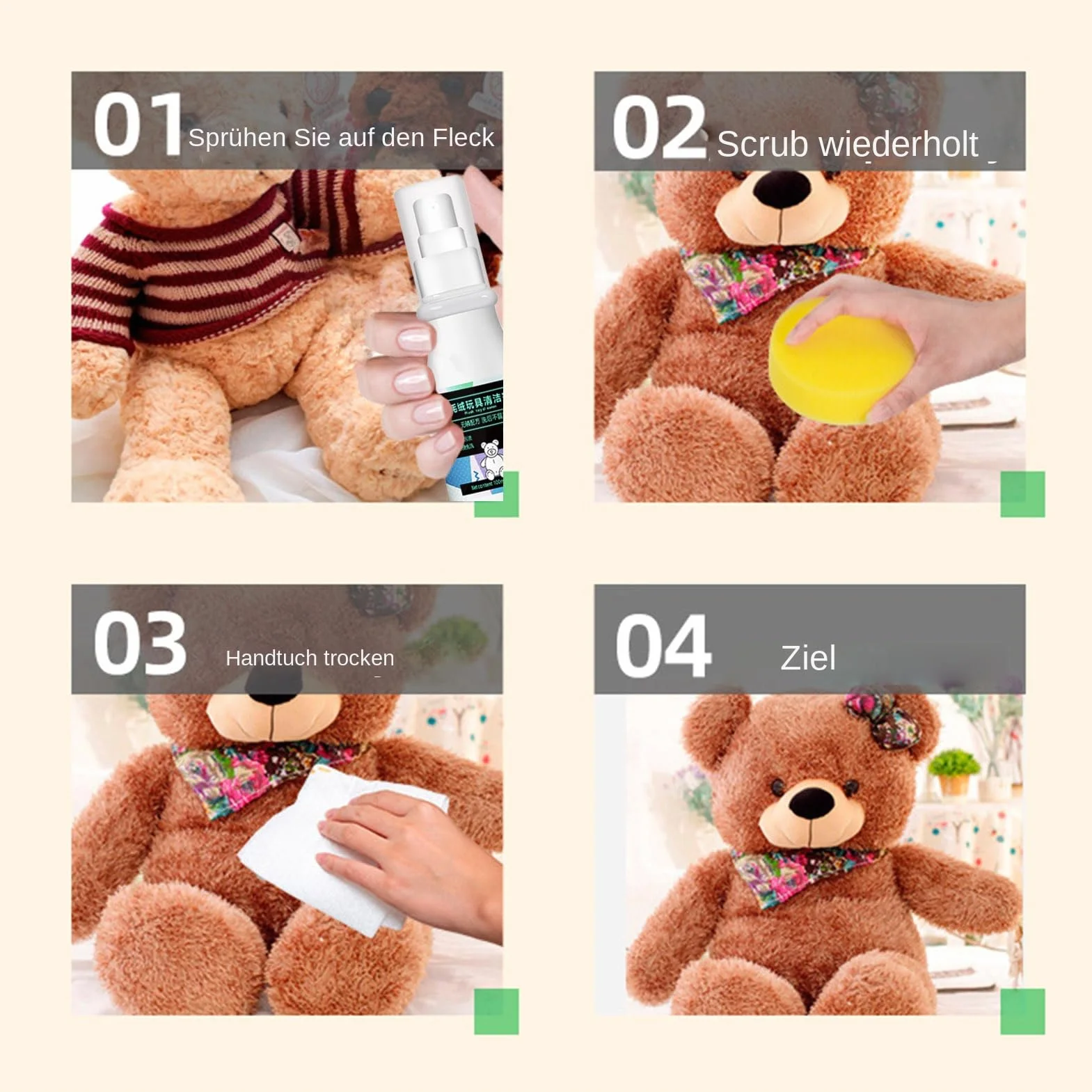 Pulitore a secco di peluche, pulitore per animali di peluche, 100 ml, soluzione di pulizia per divani di stoffa e sedili auto