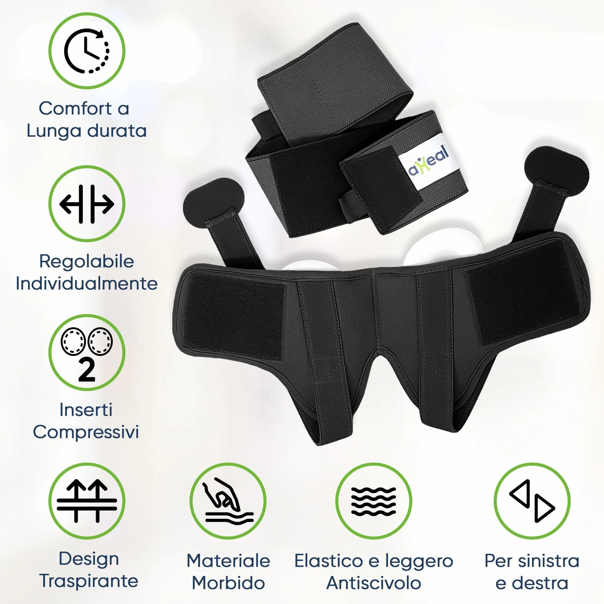 aHeal Mutande per ernia inguinale uomo - Slip ernia inguinale uomo con cintura ernia inguinale uomo - Cinto ernia inguinale uomo per sollievo dal dolore - 2: 89.5-97 CM; 35-38.1", Nero