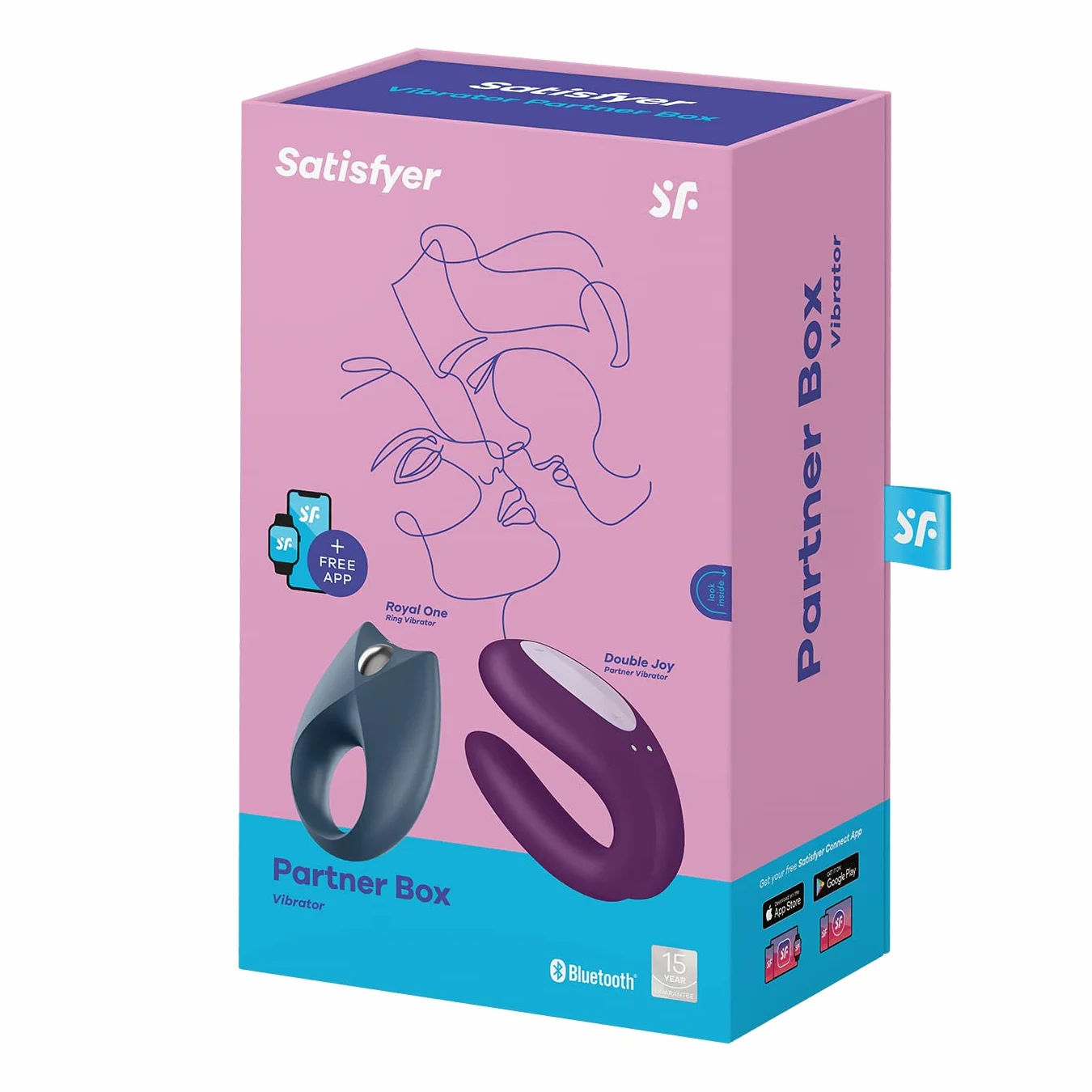 Satisfyer Partnerbox 2 incl. Apptoys Double Joy & Royal One | Set di Vibratori multi | Incl. Controllo App | Impermeabile (IPX7) | Silicone morbido e vellutato | Dildo Vibratore | Sex Toys per Coppie