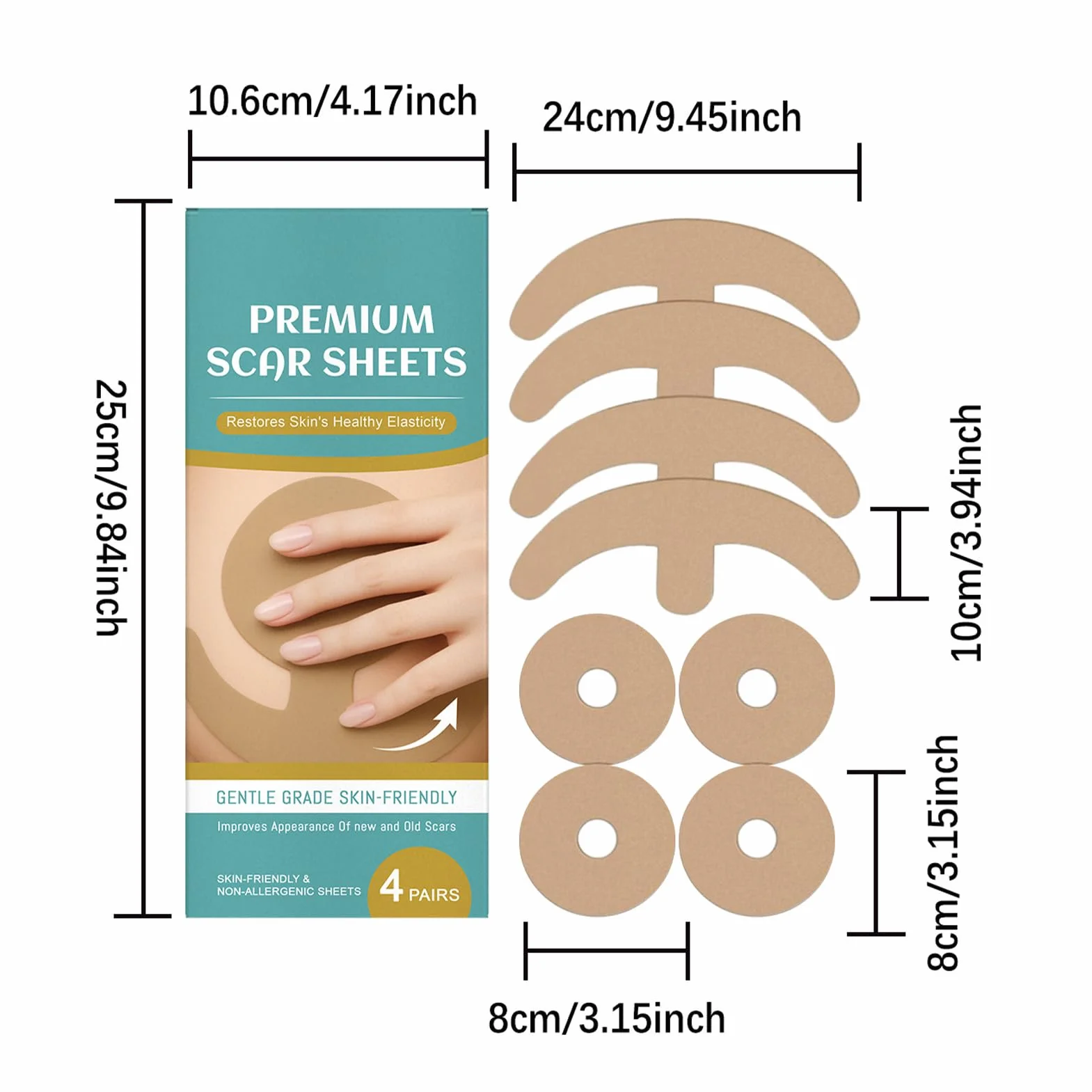 Cerotti In Silicone Per Cicatrici Al Seno - 4 Pezzi Assorbimento Cicatrici | Silicone Traspirante Morbido Riutilizzabile Supporto Recupero Per Donne Adulti