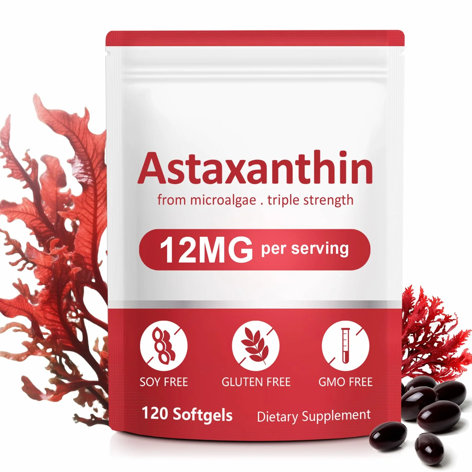 Integratori di Astaxanthin, Premium supporta occhi, articolazioni, circolazione e pelle - Formula naturale anti-invecchiamento, non-GMO