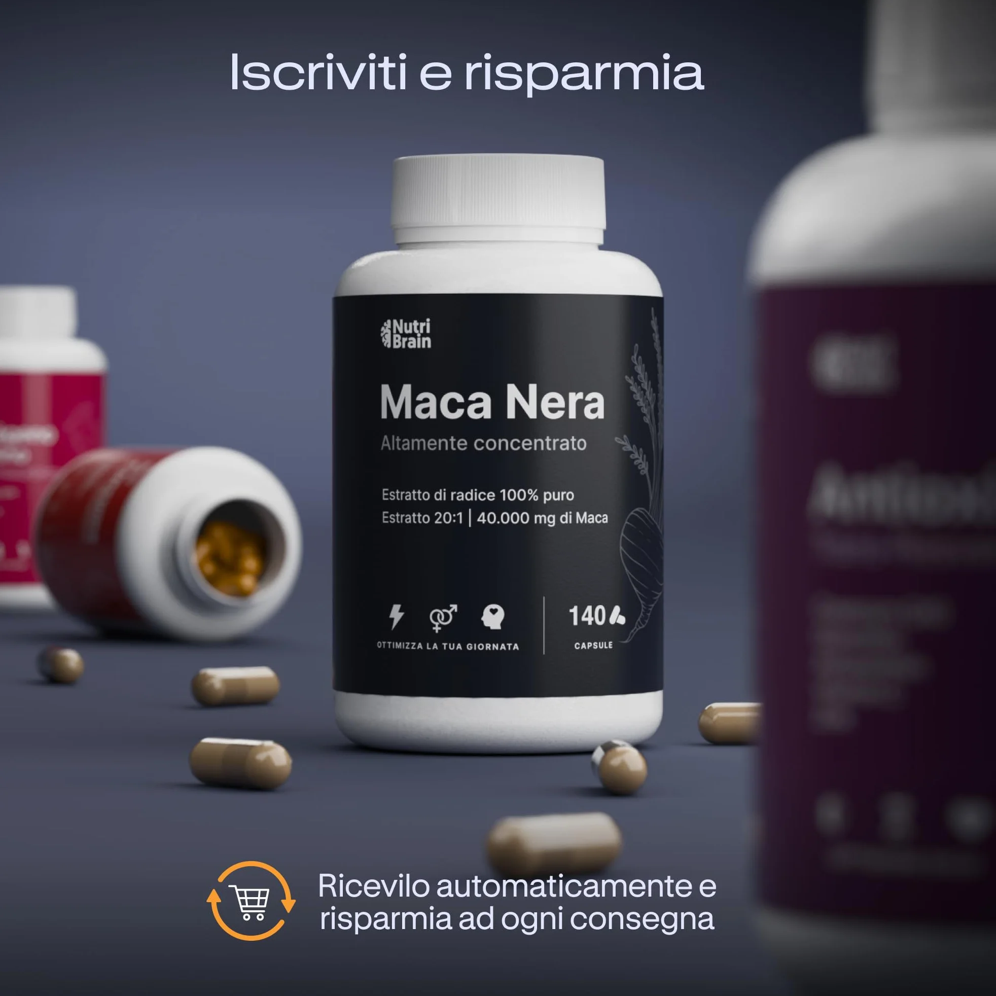 Maca Nera Peruviana ad Alto Dosaggio | 40.000mg - Estratto 20:1 | 5 Mesi | Energia e Vitalità | Uomo e Donna | Prestazioni, Resistenza ed Equilibrio | 140 Capsule Vegane Altamente Concentrate