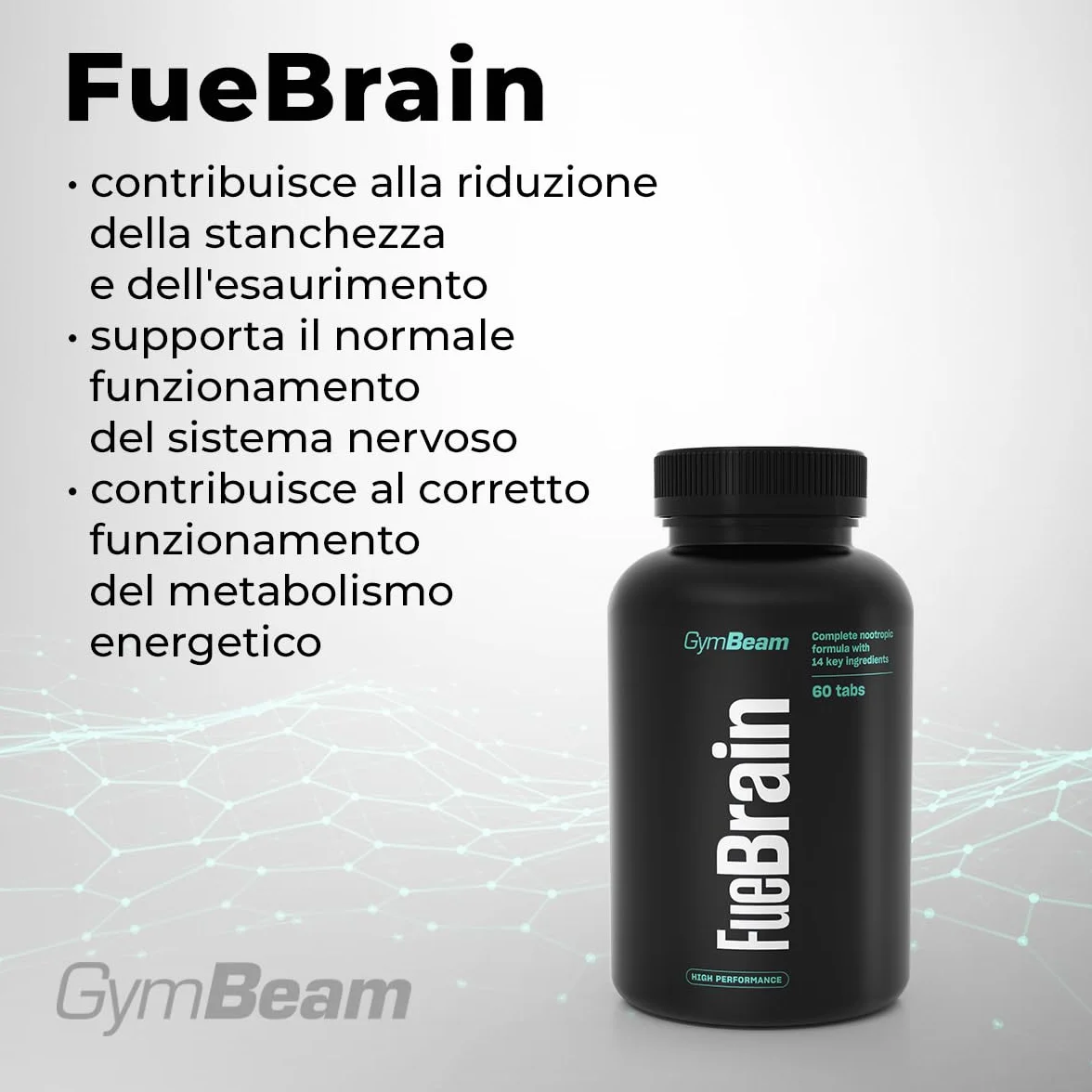 GymBeam FueBrain Nootropic - complesso con Ginkgo Biloba per sostenere le prestazioni mentali e la concentrazione, migliorare la memoria e le funzioni cognitive