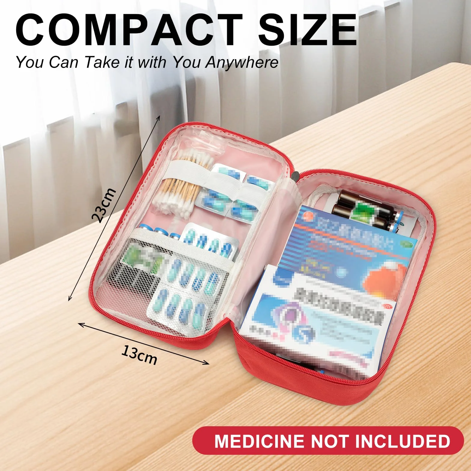 VINATO Kit di Primo Soccorso, Borsa Medica Portatile Vuota, Rosso