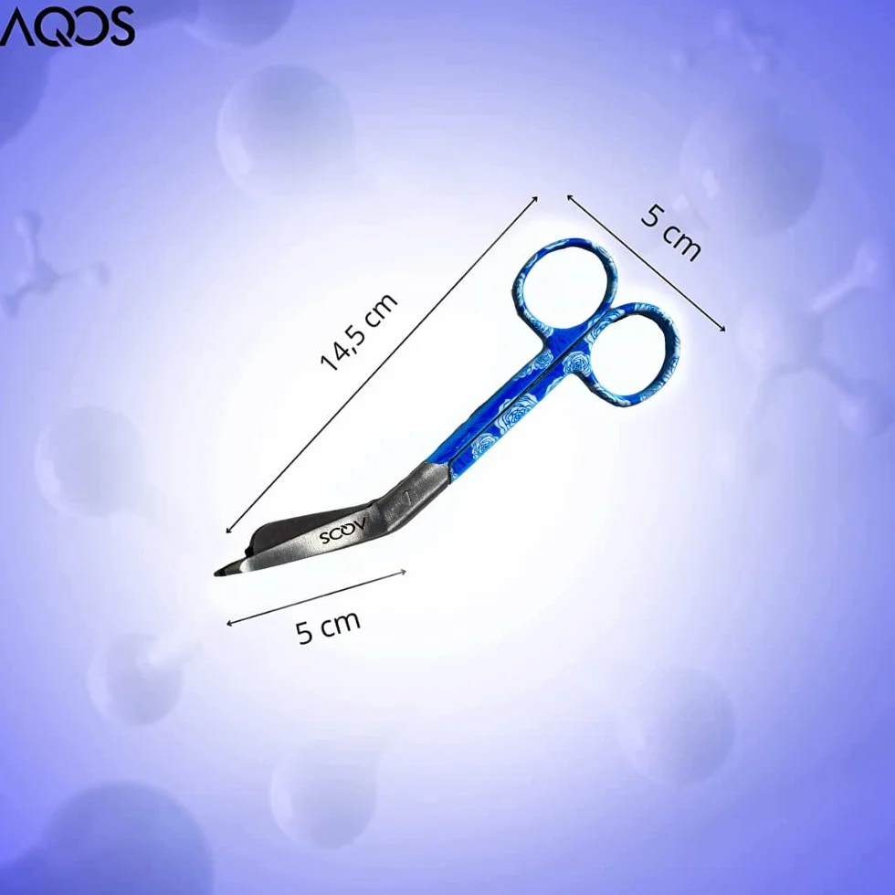 Nurse By Aqos - Accessori per infermiera - Nurse Accessories - Infermiera - Forbici da infermiera - Nurse Gadgets - Forbici Infermiera (Fiore Blue)