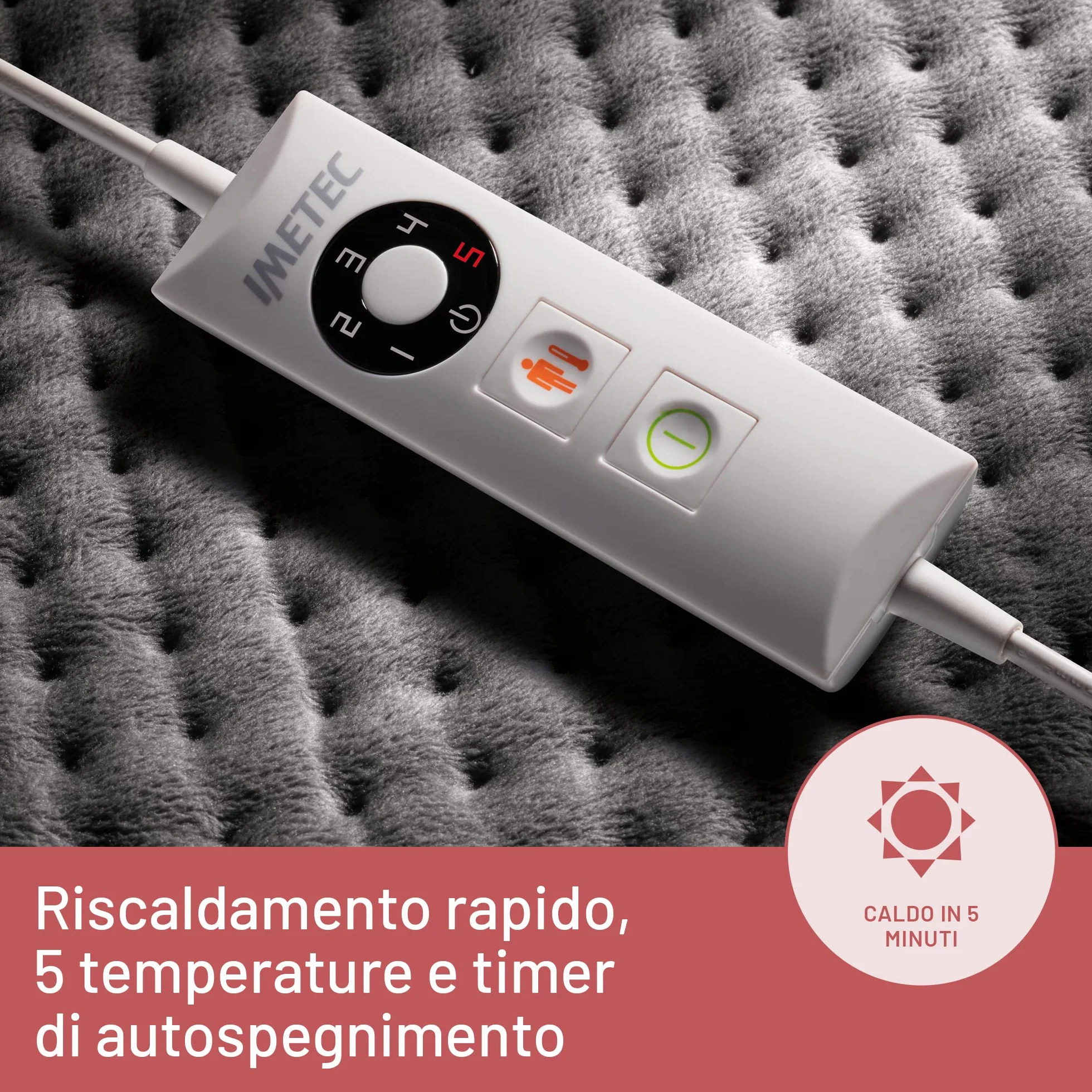 Imetec Intellisense Essential, Termoforo Multiuso, Cuscino Termico, 40x35 cm, Tessuto Anallergico, 5 temperature, Electro Block di sicurezza, Lavabile in lavatrice