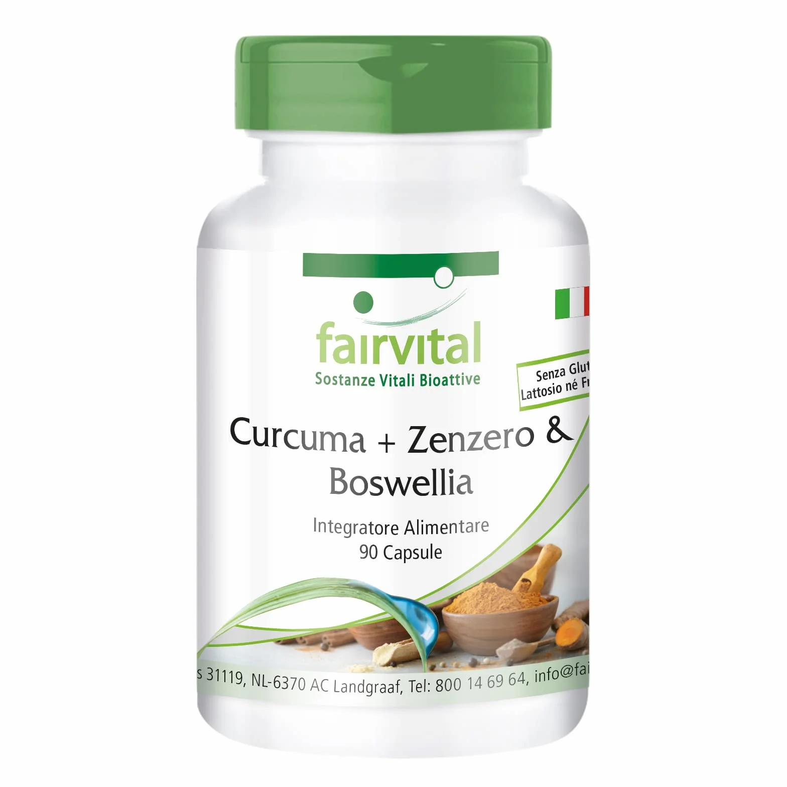 Fairvital Curcuma Zenzero Boswellia Vitamina C 90 Capsule Vegane Pepe Nero