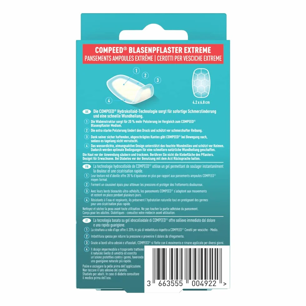 Compeed Extreme Cerotti per vesciche medie o grandi, 10 pezzi, resistenti all'acqua