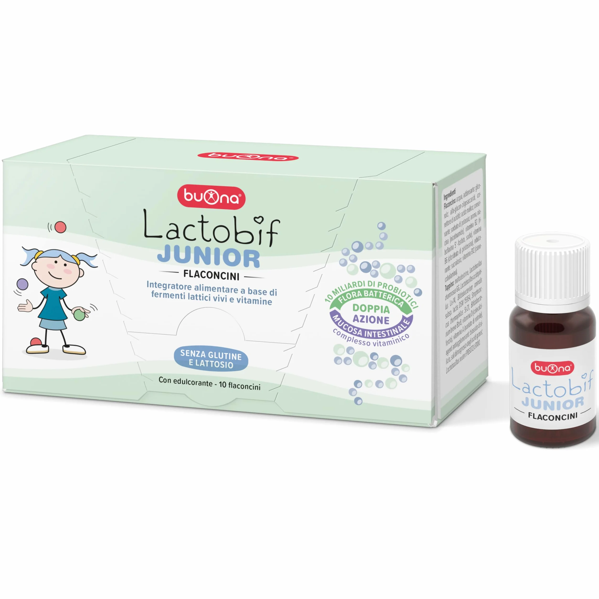 Buona Lactobif Junior 10x10ml Probiotici Bambini con LGG® Integratore Fermenti Lattici