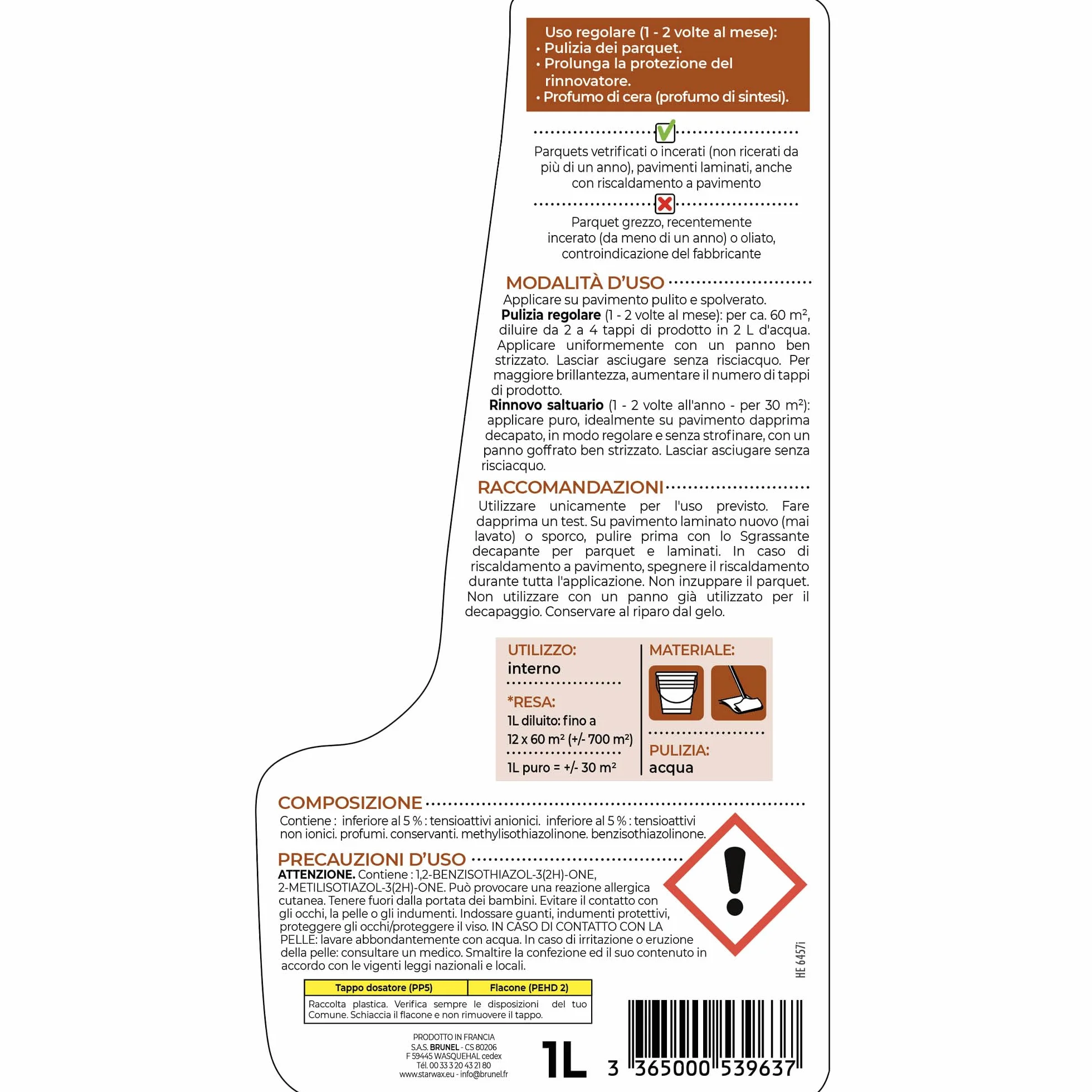 STARWAX Lucidante protector parquet e laminati 1L fino a 750m²