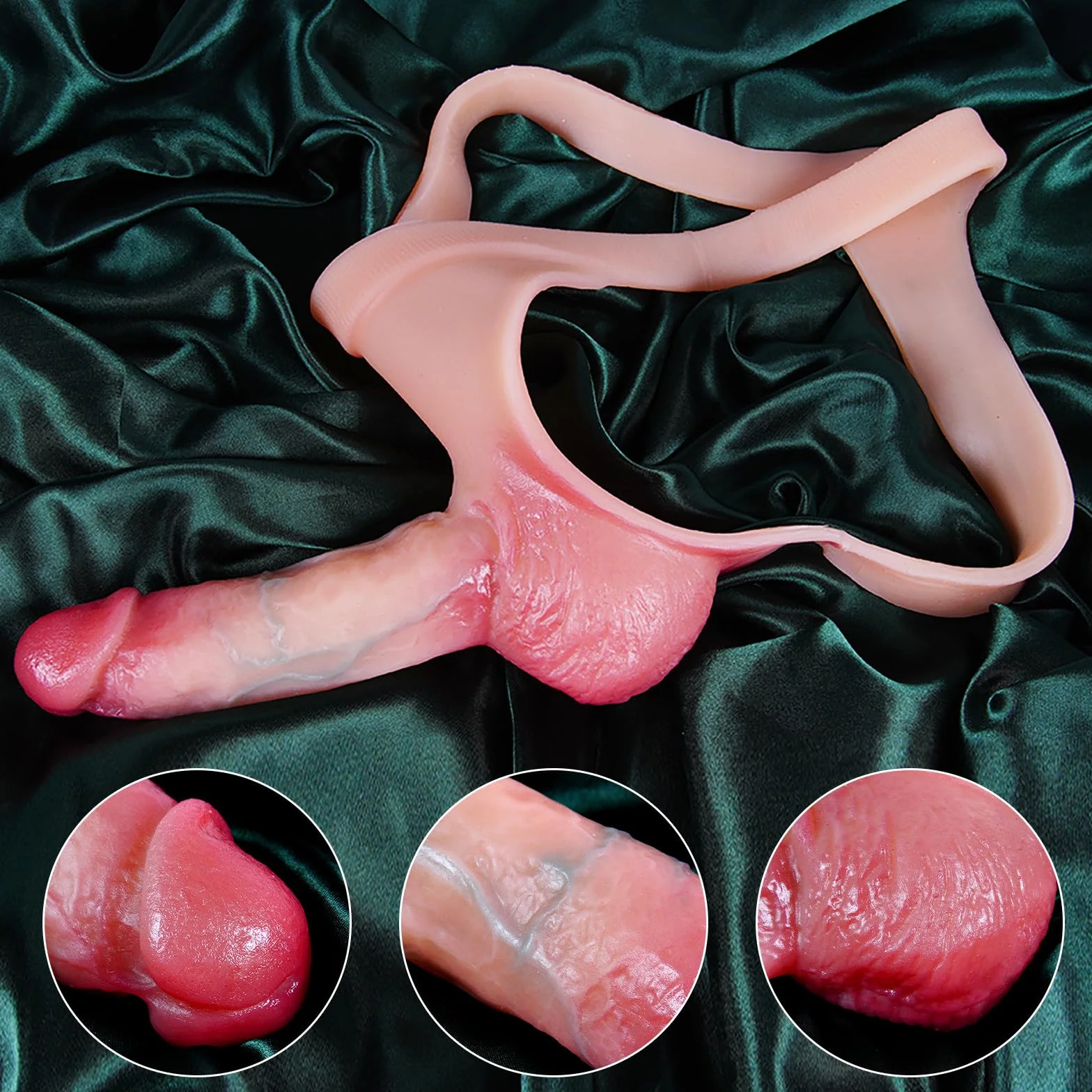 Slip maschile con fodera per pene realistica in silicone, dildo cavo, estensore e allargatore del pene, riutilizzabile, ritardo eiaculazione, stimola punto G/ano