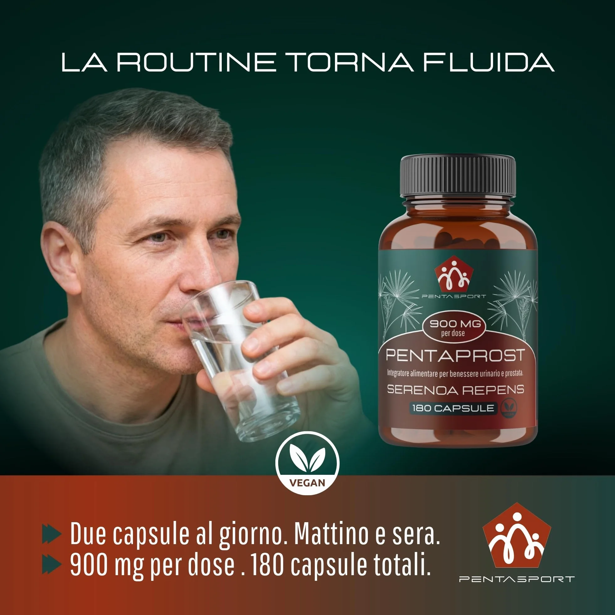 Serenoa Repens Prostata Forte 900mg 180 Capsule Integratore Benessere Uomo Saw Palmetto Supporto Funzione Prostatica Urinaria