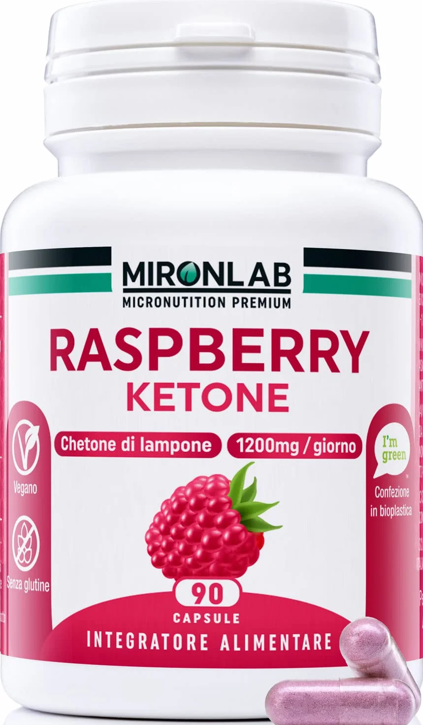 MIRONLAB Raspberry Ketone Pure 1200mg 90 Capsule - Alto dosaggio Chetoni di Lampone per Gestione Peso