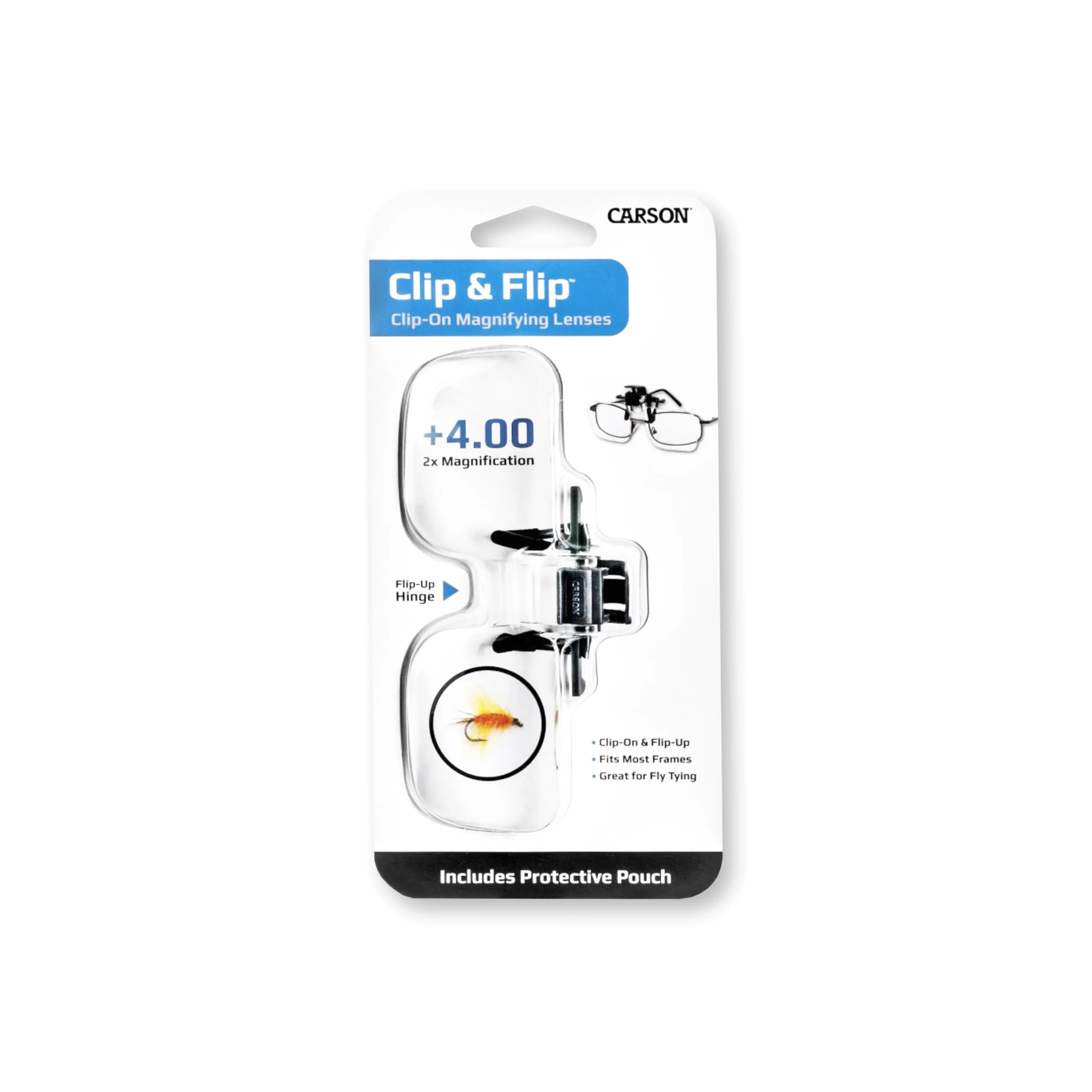 Carson Clip Flip Lenti di Ingrandimento per Occhiali 2x +4 Diottrie OD-14