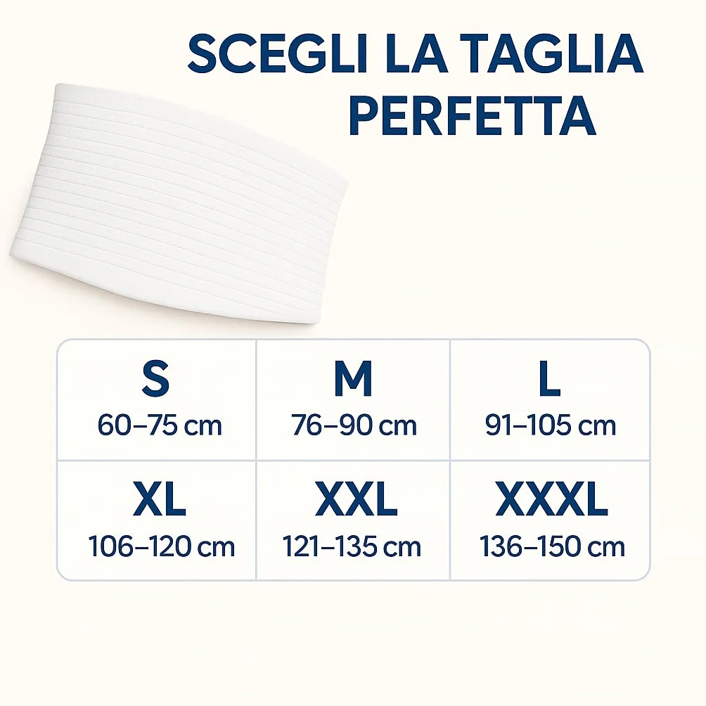 eMMe SQUARE Fascia Lombare Termica in Lana e Cotone, Supporto Schiena e Addome, Traspirante ed Elastica, Made in Italy, per Dolori Lombari e Muscolari, 29 cm di altezza (Bianco, XL)