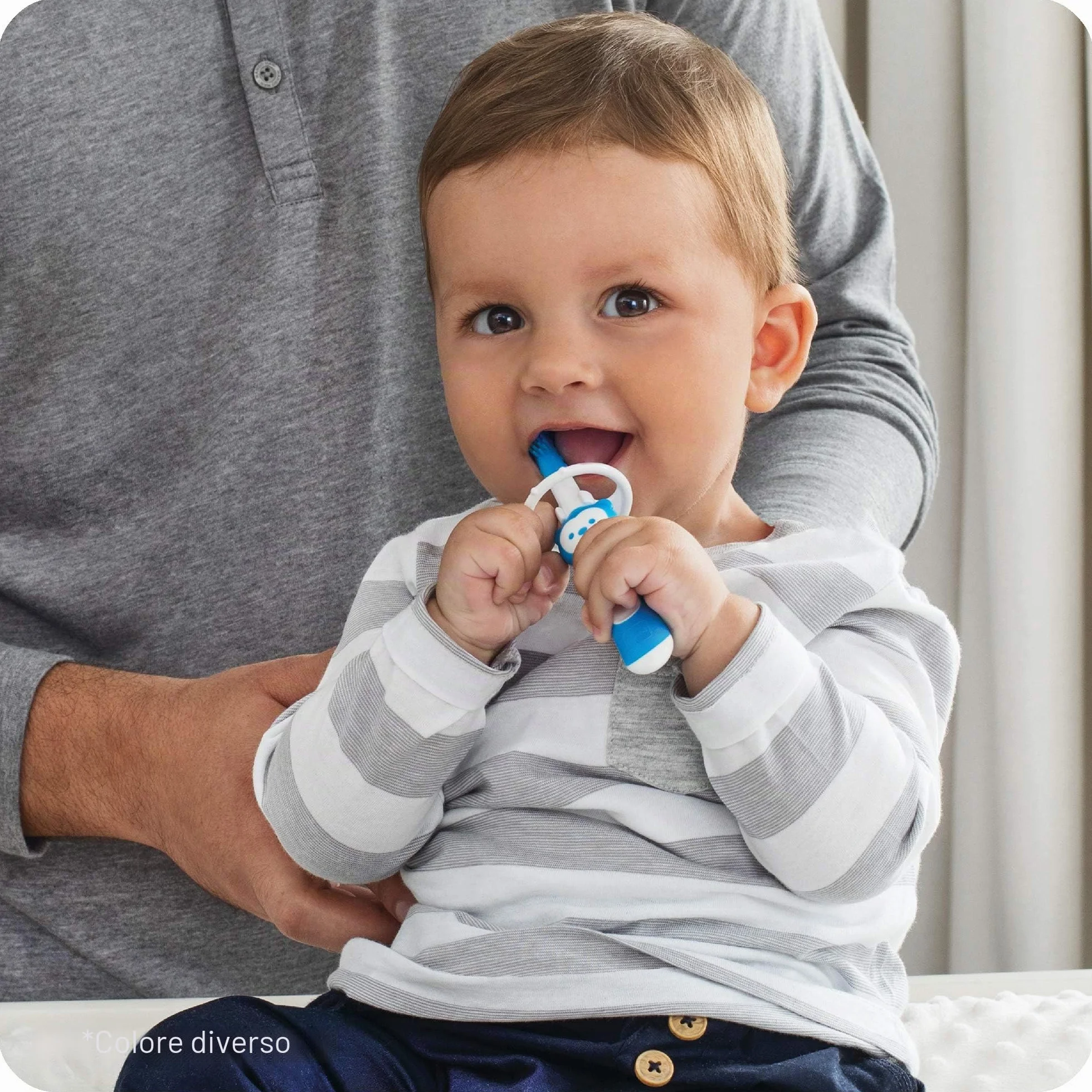 MAM Spazzola massaggiante con setole morbide in silicone, adatta ai bambini alla pulizia quotidiana dei denti, spazzolino da denti per alleviare il mal di denti, dai 3 mesi in su, turchese
