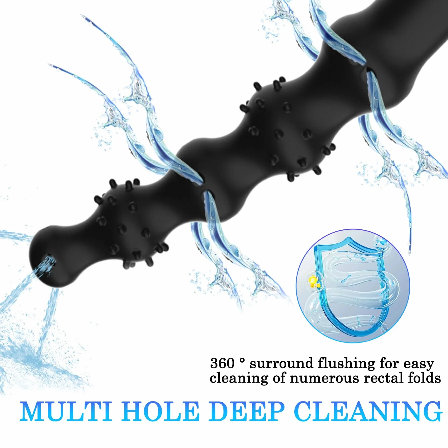 BDSMJOY Doccia clistere anale Cleaner in silicone, Tubo flessibile per clistere con Particelle di massaggio, Plug Anale Butt Plug Sexytoysys Donne Uomo (L)