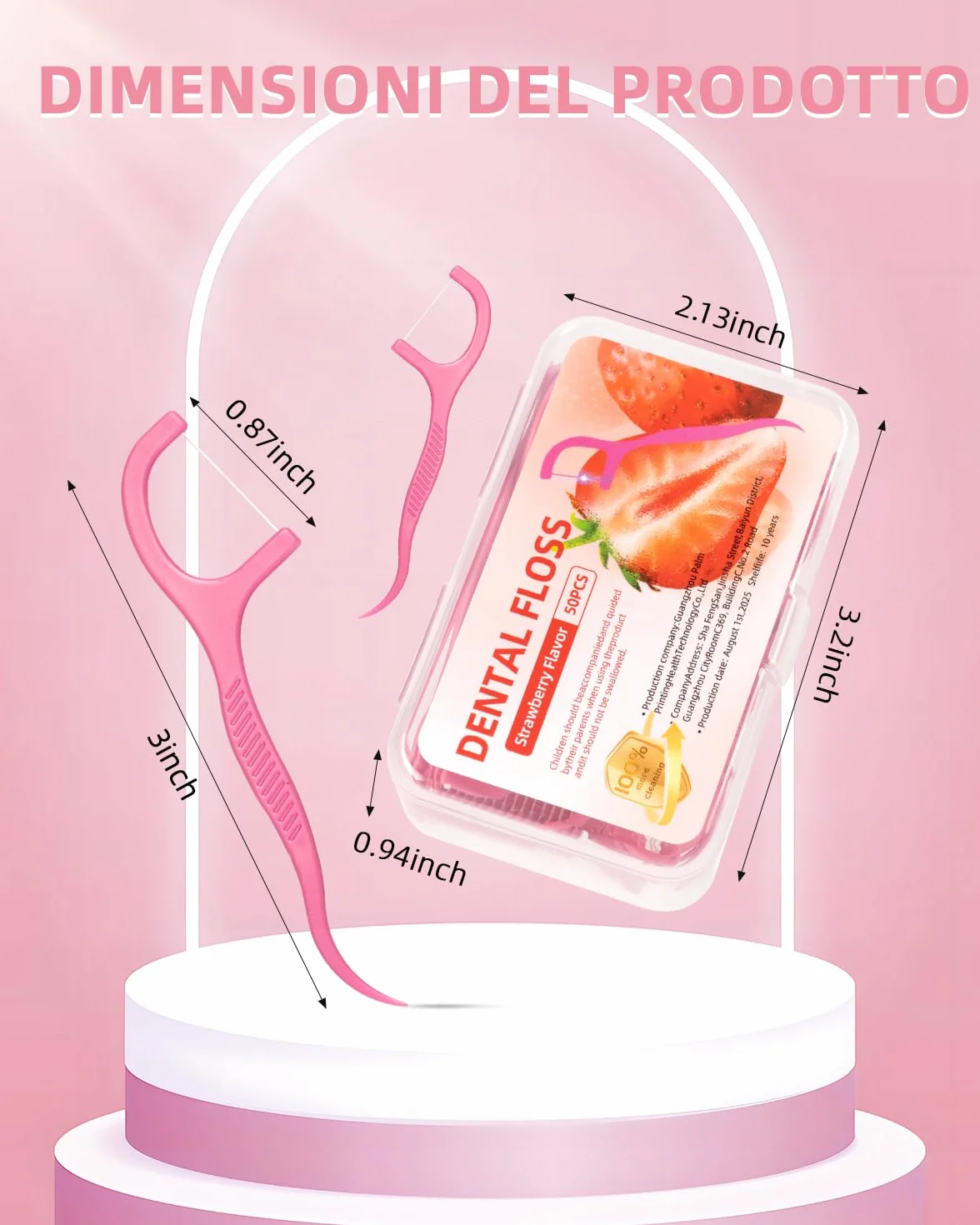 600 stuzzicadenti con filo interdentale alla fragola per la cura dei denti - Bastoncini per la pulizia dei denti per rimuovere la placca e i residui di cibo