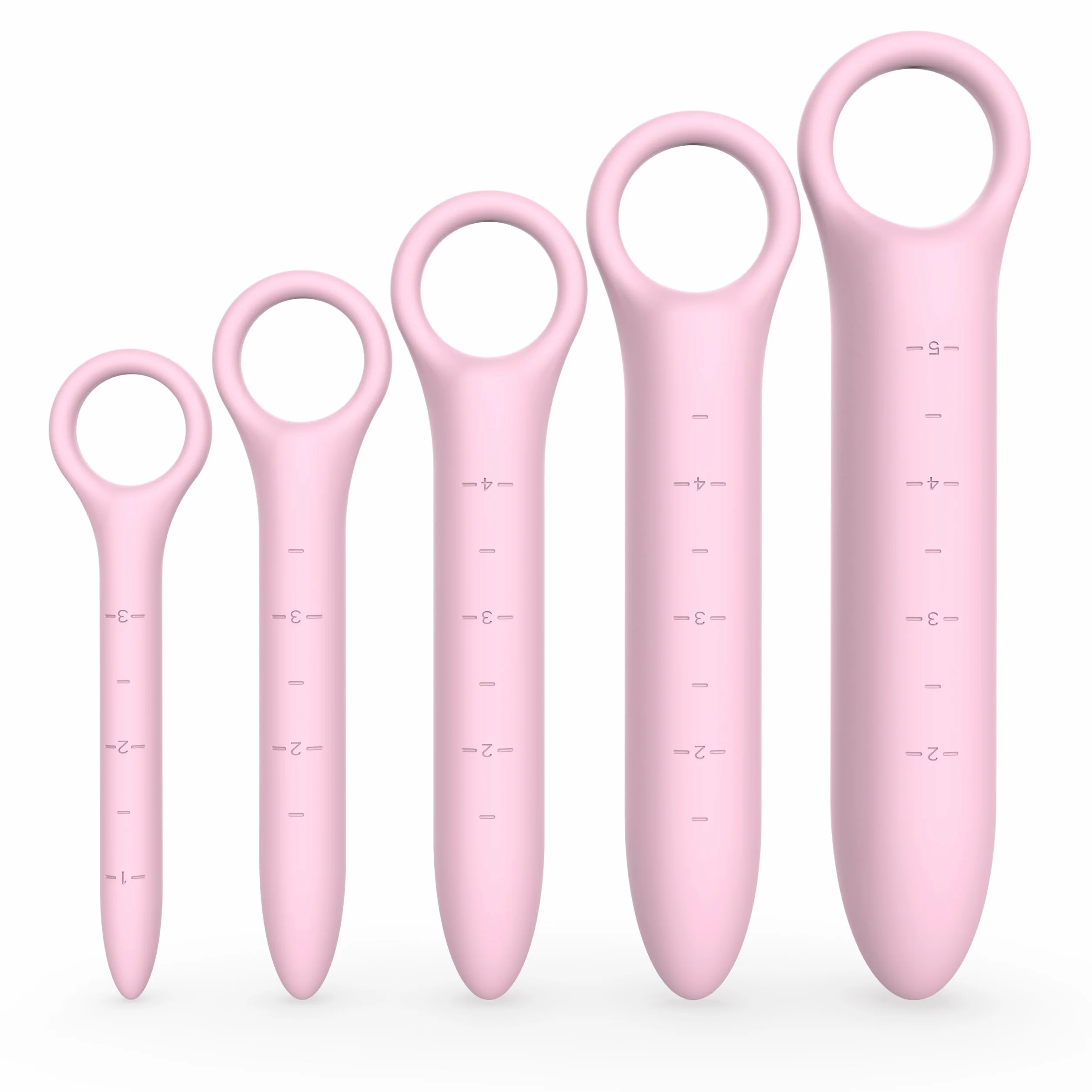 Dilatatori per Pavimento Pelvico Donna - Set 5 Pezzi - Allenatore Muscolare Progressivo - Esercizi di Kegel (Rosa)