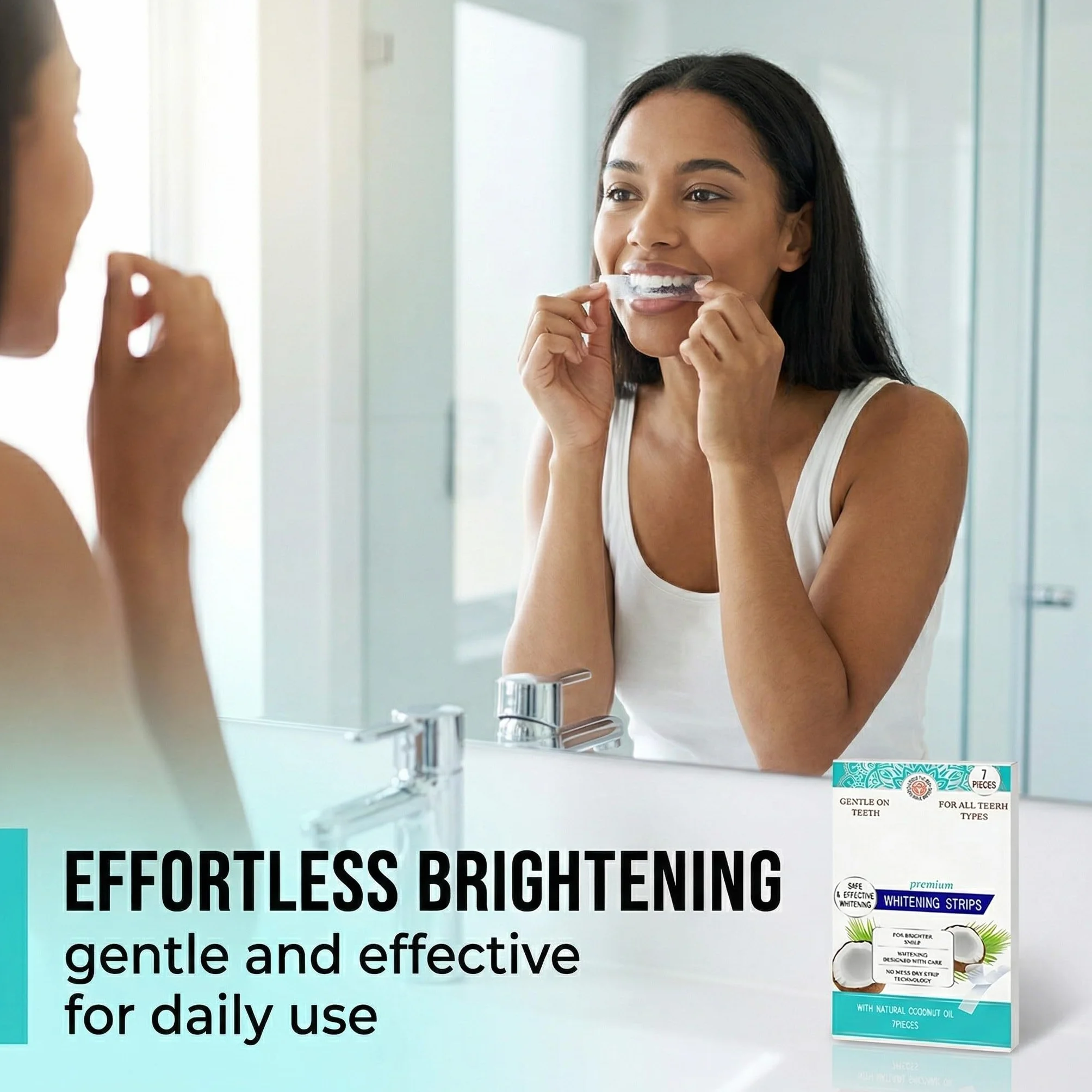 7 Pezzi Cocco Strisce Sbiancanti Denti, Senza Teeth Sbiancamento Dei Denti, Whitening Strips Per Sbiancamento Delicato, Facile Uso A Casa O In Viaggio