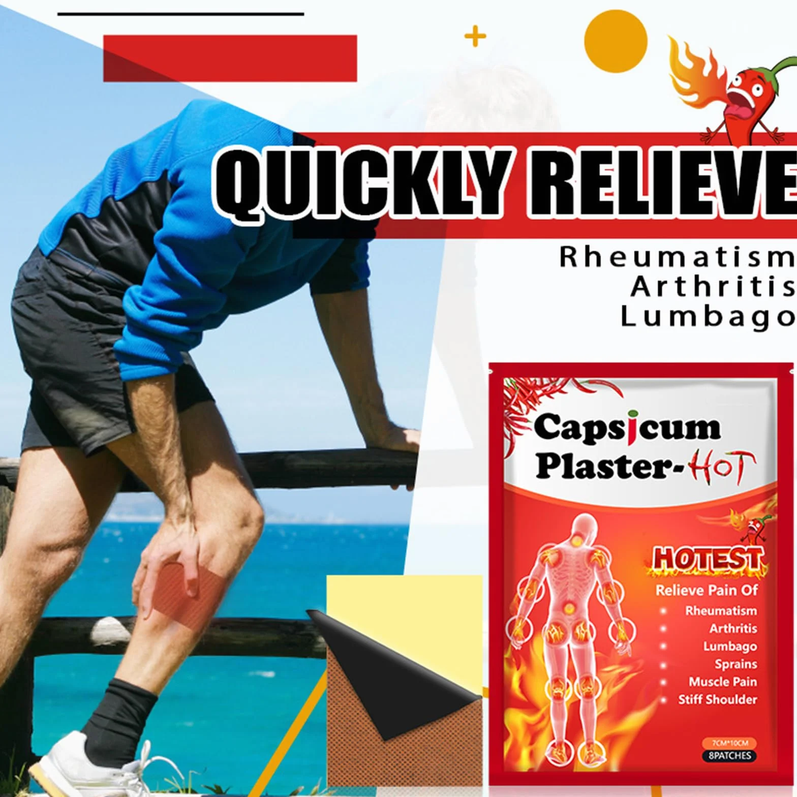 Patch termiche della Capsaicina,Patch termiche,Patch termiche di capsaicina naturale,Alleviare la tensione muscolare,Patch termiche per il corpo 40PC