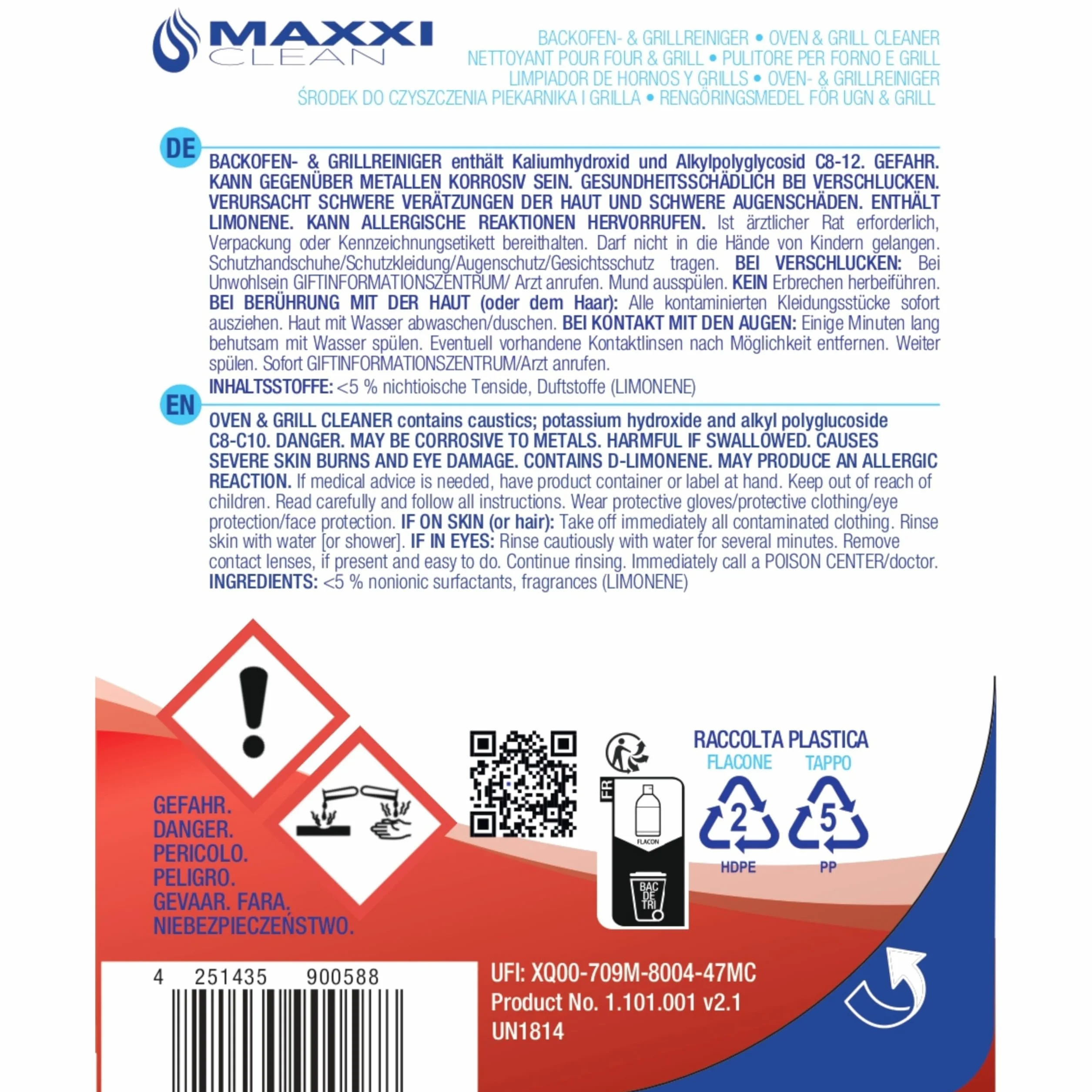 Maxxi Clean Set Combinato Pulizia Forno e Grill 500 ml Gel Pennello Panno Microfibra Sgrassatore