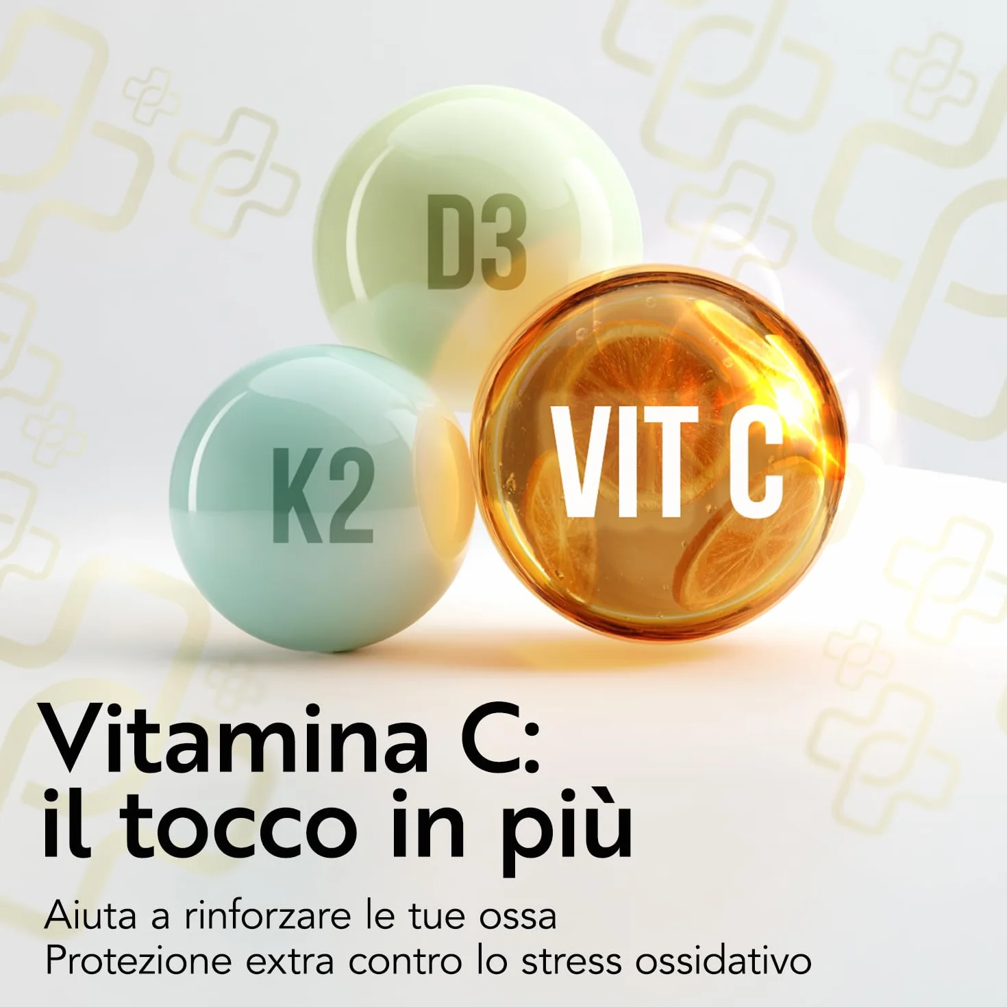 Vitamina D3 K2 Mk7 Con Vitamina C PiùLife – 200 Compresse – 1 Al Giorno, Vit D3 2000 UI, K2 200µg – Sostiene ossa forti, difese naturali e l’equilibrio di calcio e fosforo
