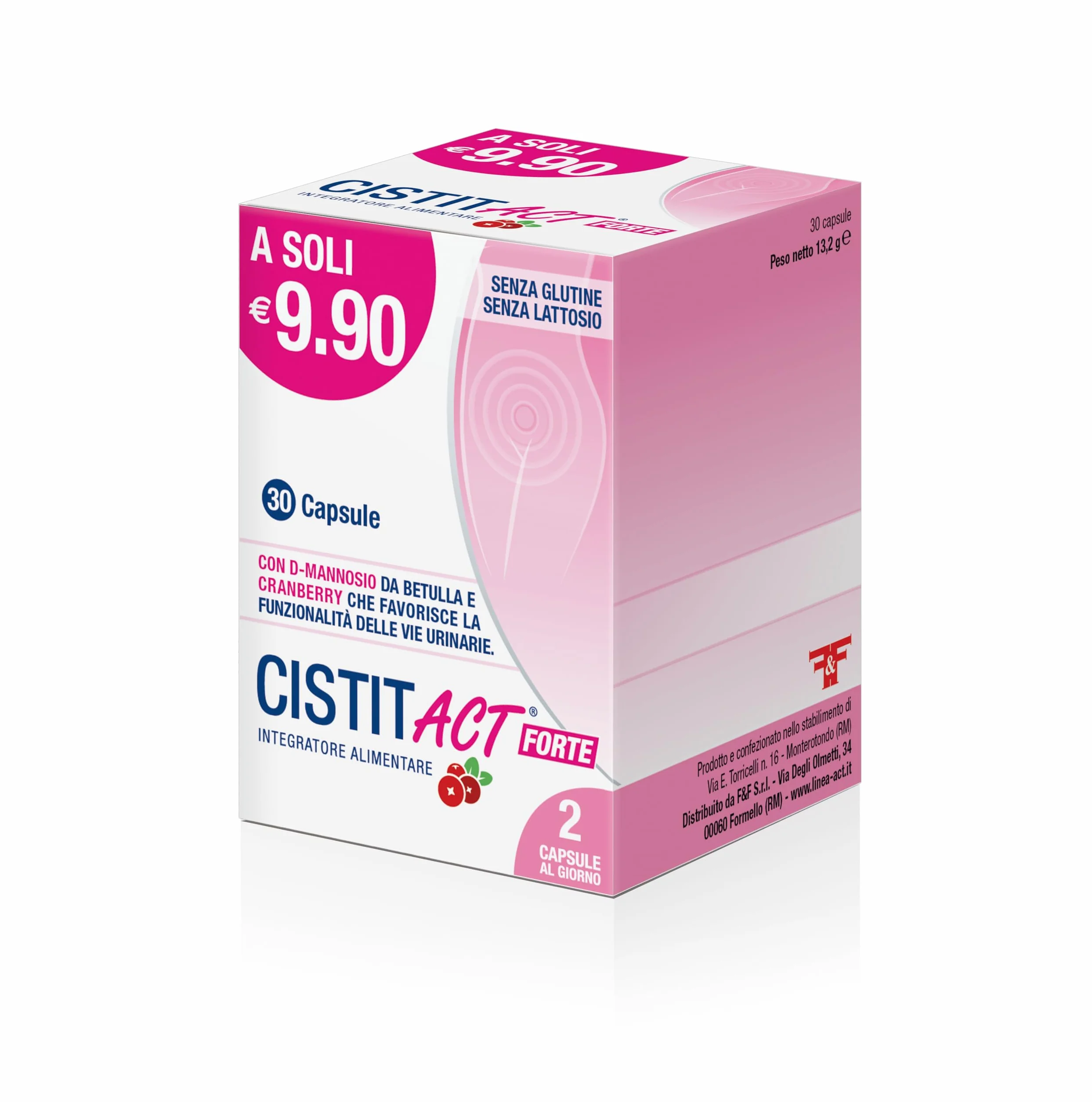Cistit Act Forte Integratore Alimentare D-Mannosio Vitamina C Mirtilli Rossi 30 Capsule