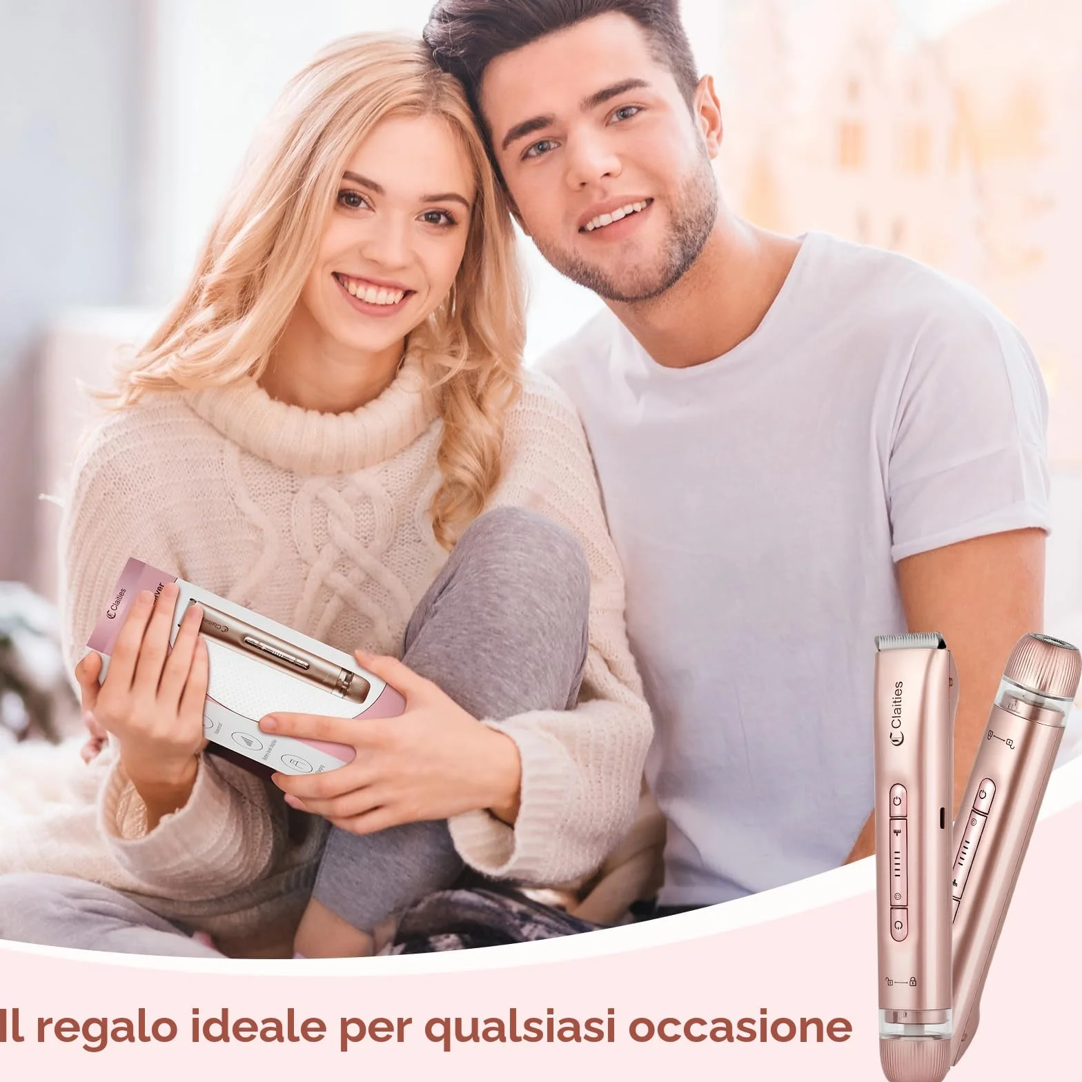 Rasoio elettrico da donna 2 in 1 a doppia testa IPX7 impermeabile per bikini gambe braccia viso