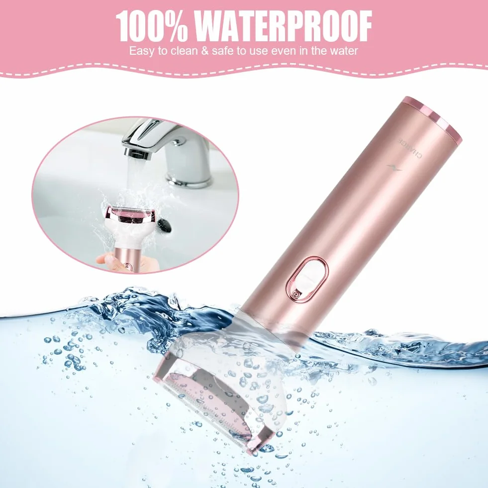 ACWOO Rasoio Elettrico Donna, 4 in 1 Epilatore Senza Fili, Ricaricabile Epilatore viso, Depilatore Donna Multifunzione a Secco e Bagnato per Una Rasatura Delicata e Accurata, Impermeabile