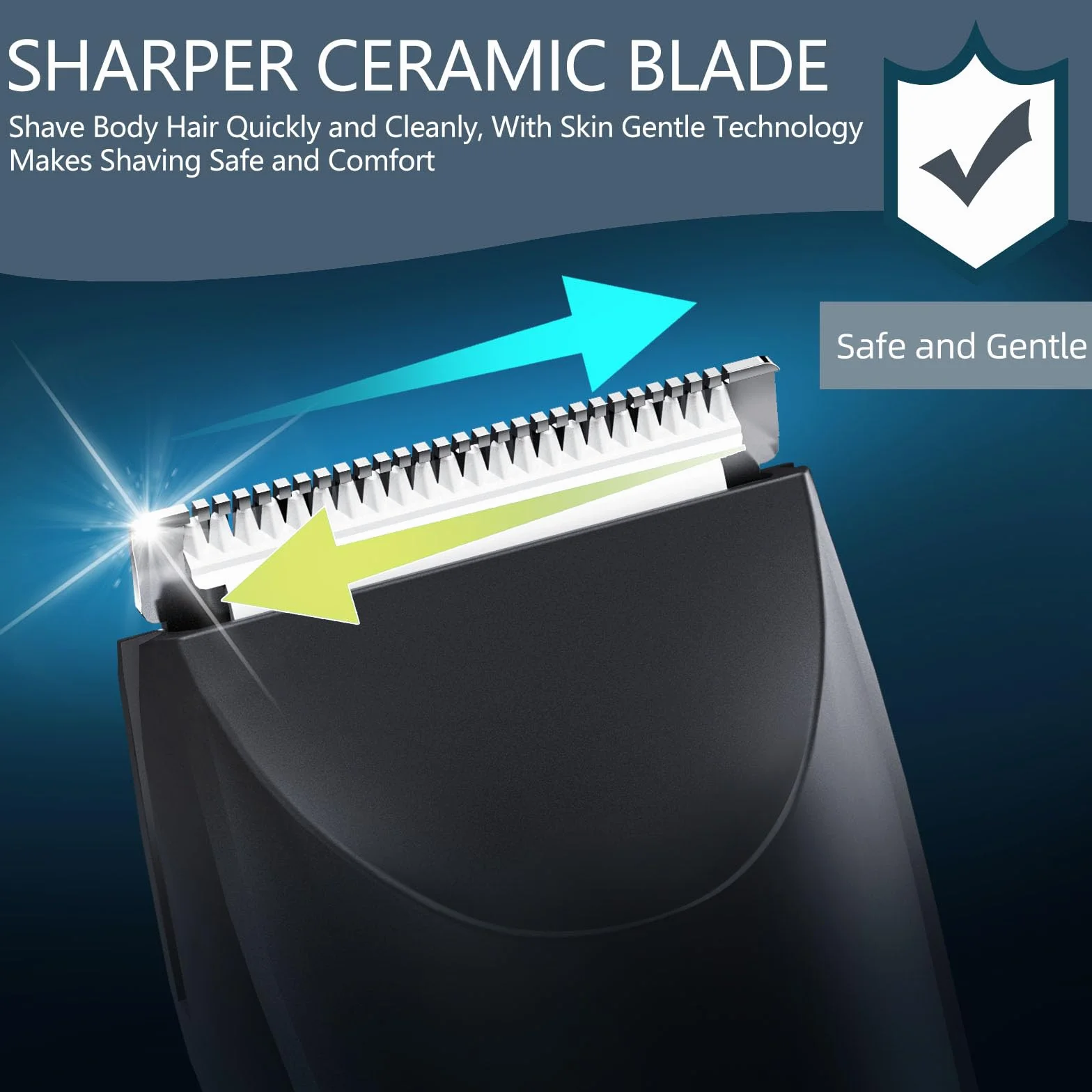 Vexloria Rasoio Elettrico Corpo Uomo, Depilatore Corpo con LED lampada e Display LCD, Lame in Ceramica, USB Ricaricabile Elettrico Rasoio Parti Intimo, Per Il Corpo, Intimo, Ascelle, Gambe R1